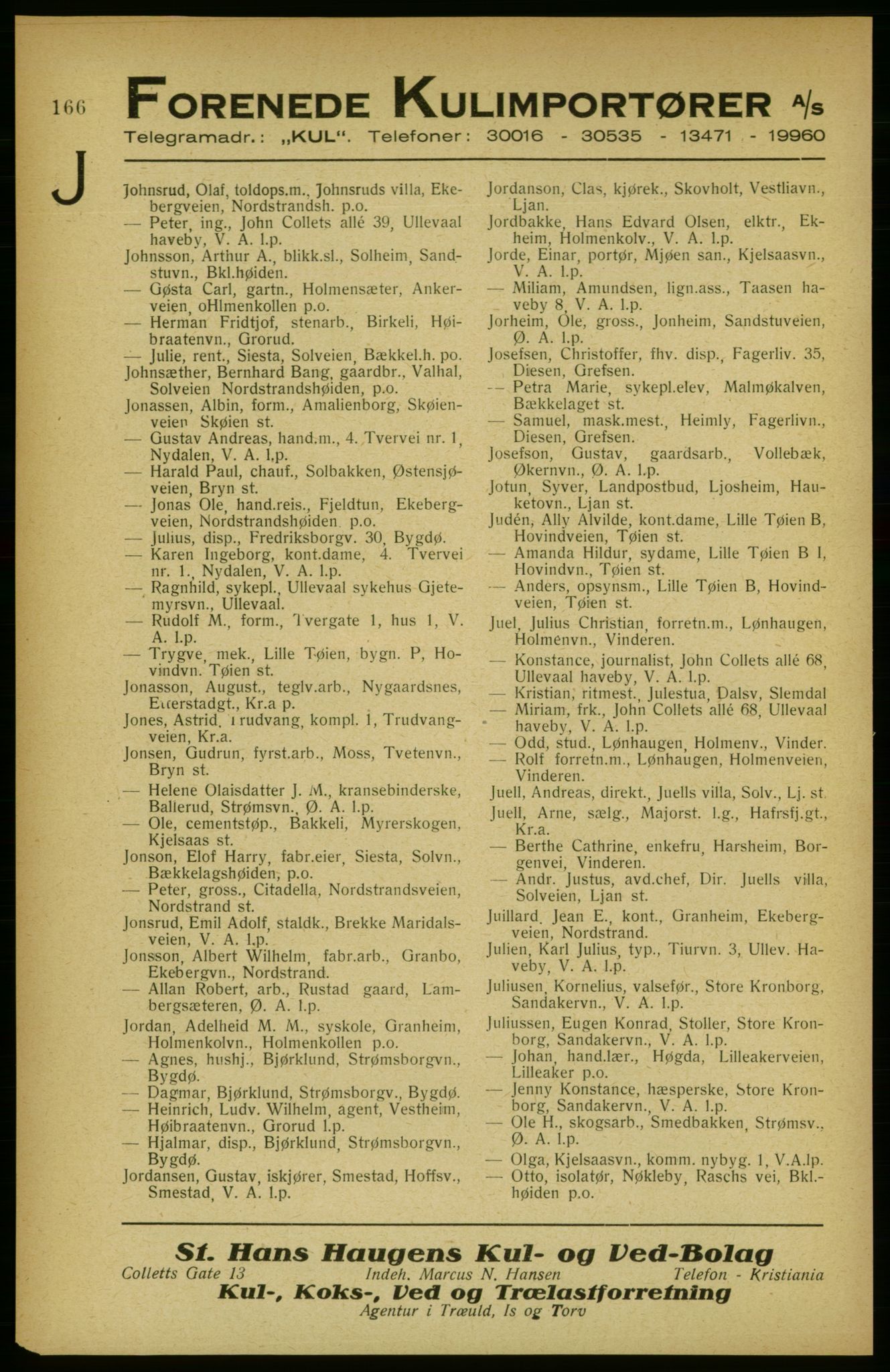 Aker adressebok/adressekalender, PUBL/001/A/002: Akers adressekalender, 1922, p. 166