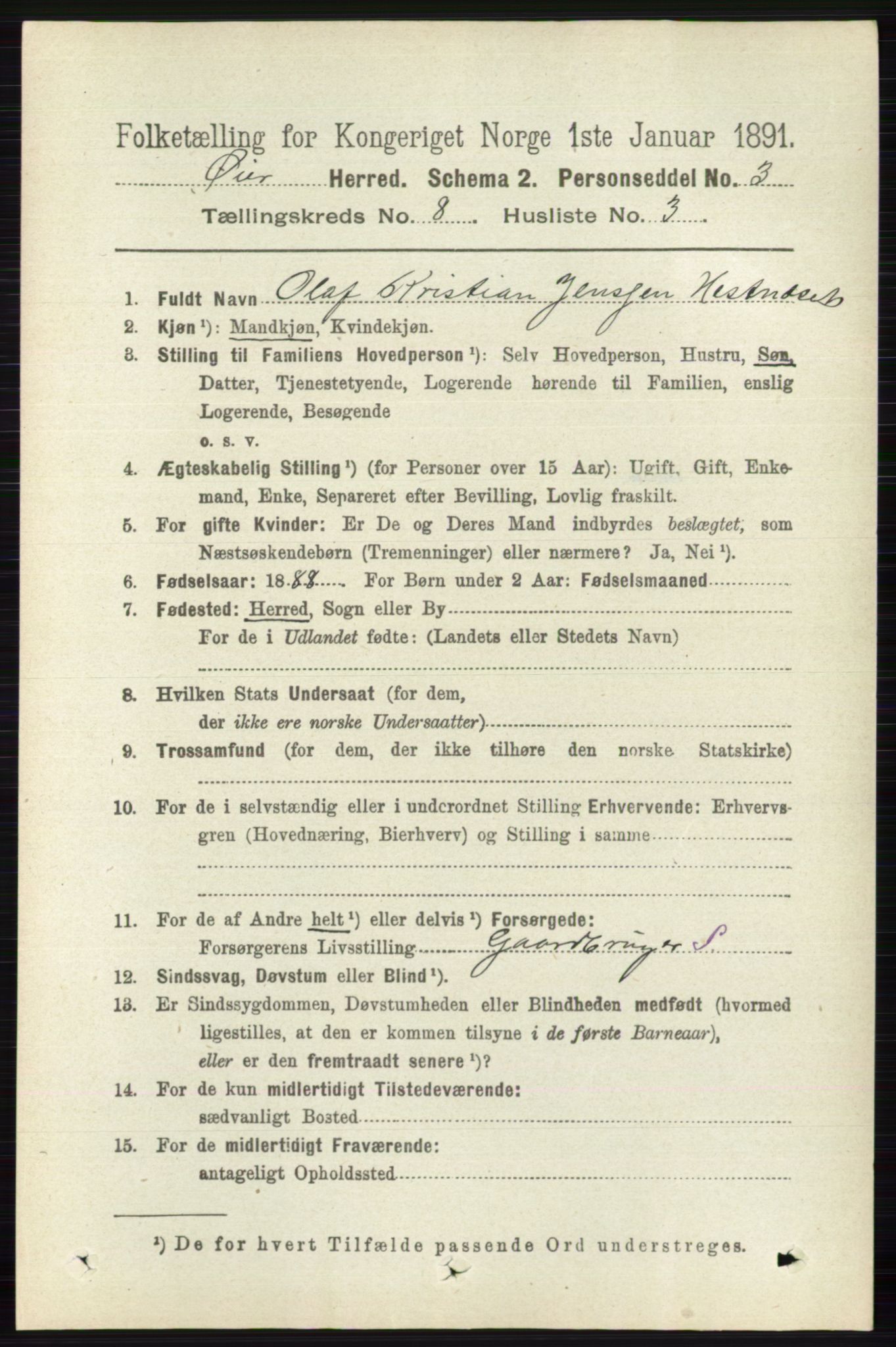 RA, 1891 census for 0521 Øyer, 1891, p. 2726