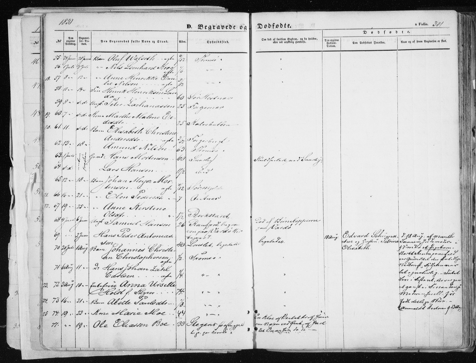 Tromsø sokneprestkontor/stiftsprosti/domprosti, AV/SATØ-S-1343/G/Ga/L0010kirke: Parish register (official) no. 10, 1848-1855, p. 301