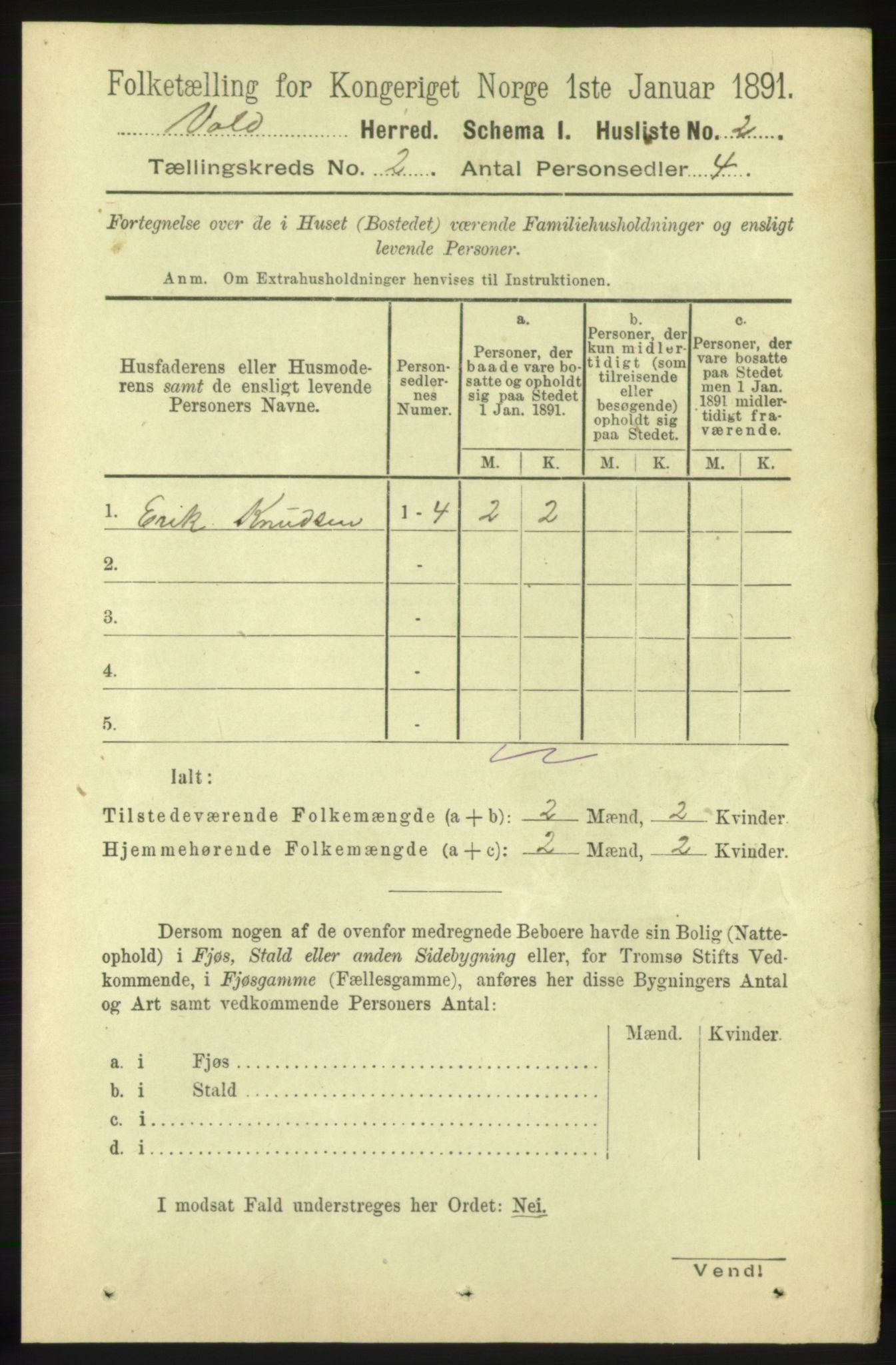 RA, 1891 census for 1537 Voll, 1891, p. 653