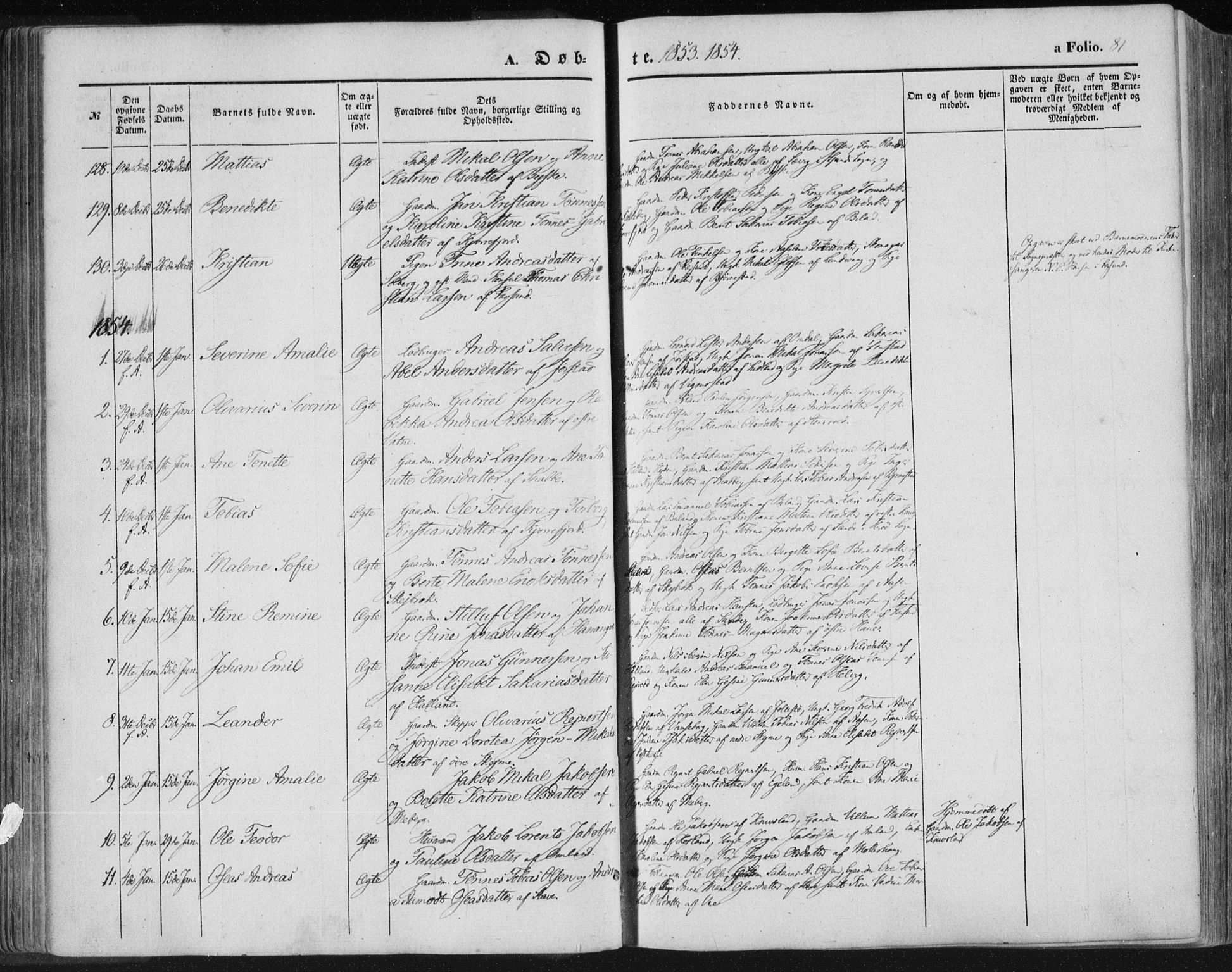 Lista sokneprestkontor, SAK/1111-0027/F/Fa/L0010: Parish register (official) no. A 10, 1846-1861, p. 81