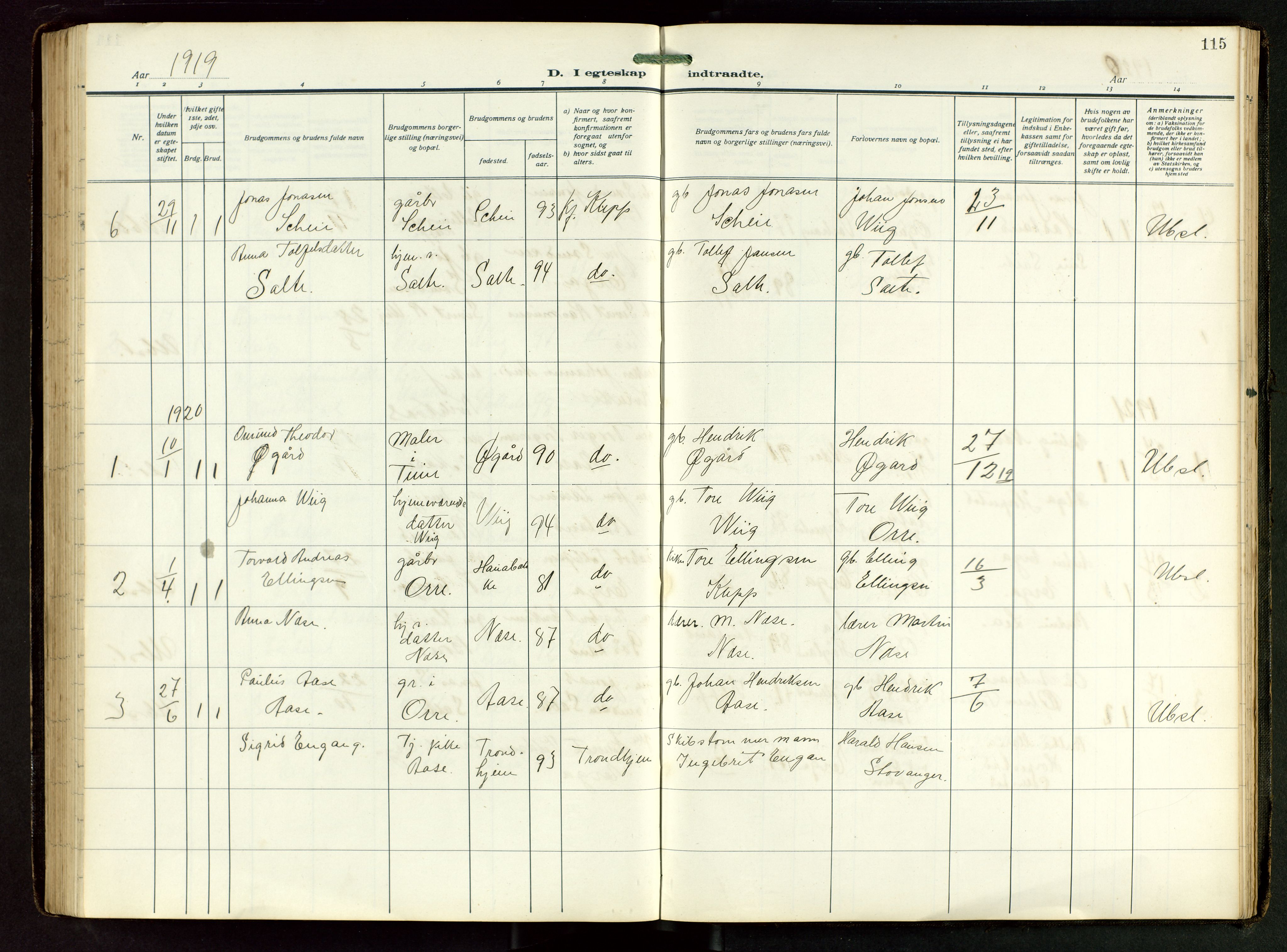Klepp sokneprestkontor, SAST/A-101803/001/3/30BB/L0008: Parish register (copy) no. B 8, 1918-1949, p. 115