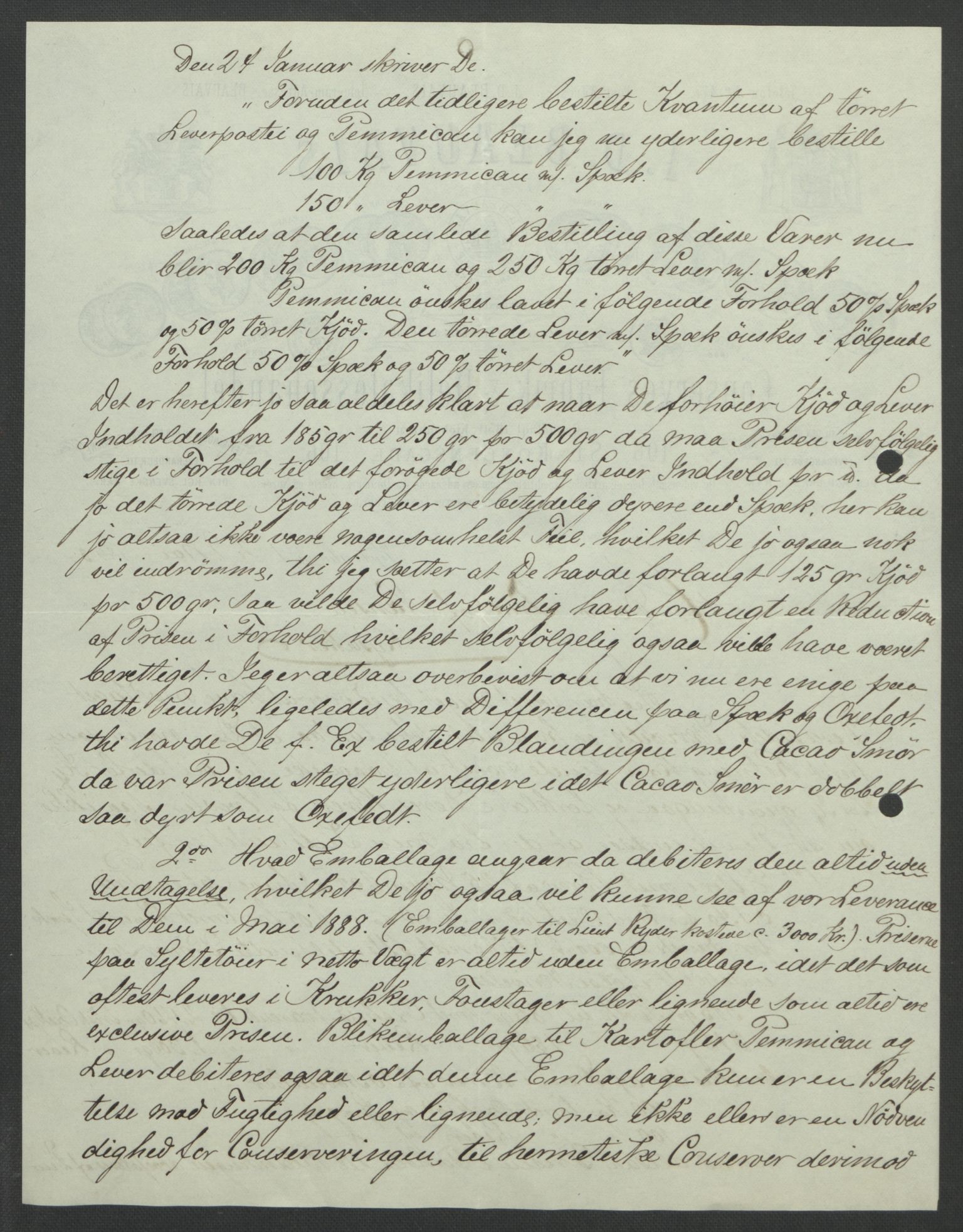 Arbeidskomitéen for Fridtjof Nansens polarekspedisjon, AV/RA-PA-0061/D/L0004: Innk. brev og telegrammer vedr. proviant og utrustning, 1892-1893, p. 609