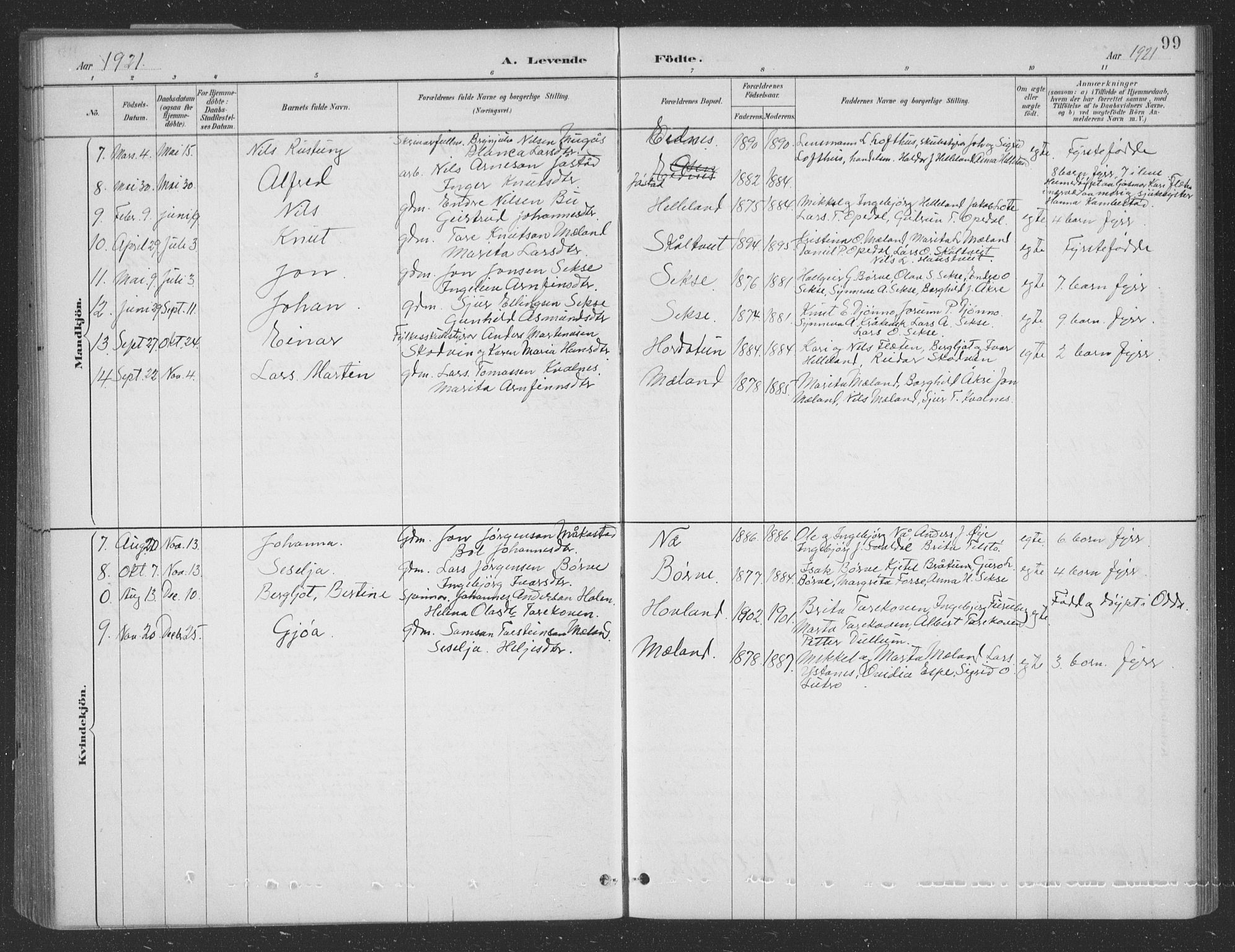 Ullensvang sokneprestembete, SAB/A-78701/H/Hab: Parish register (copy) no. B 11, 1887-1939, p. 99