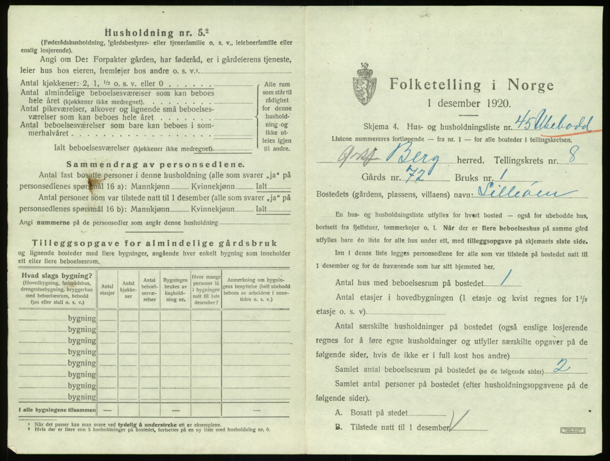 SAO, 1920 census for Berg, 1920, p. 1912