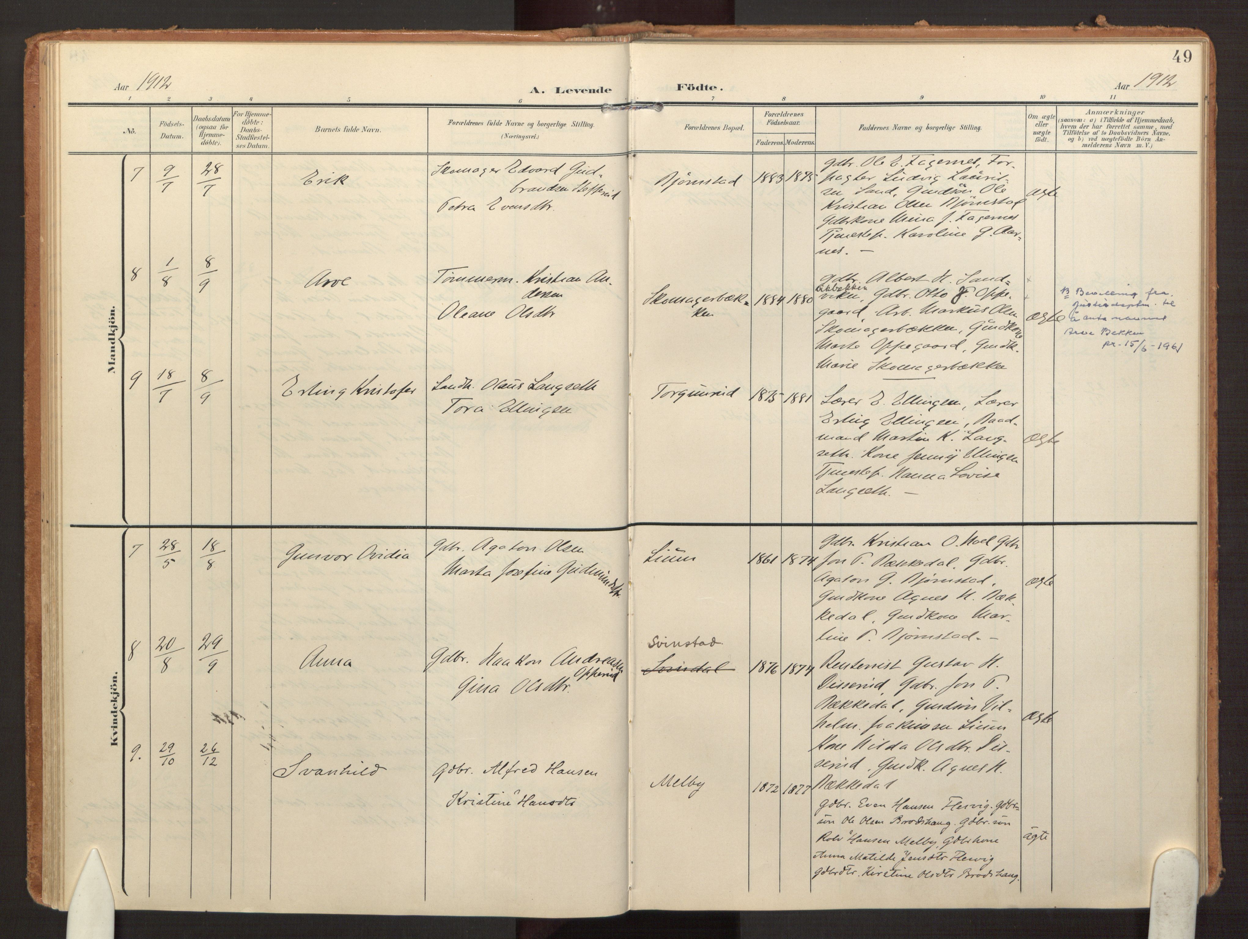 Hurdal prestekontor Kirkebøker, AV/SAO-A-10889/F/Fb/L0004: Parish register (official) no. II 4, 1902-1924, p. 49