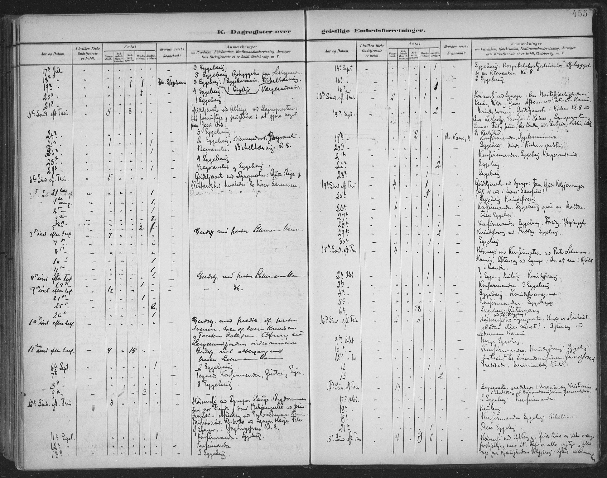 Skien kirkebøker, AV/SAKO-A-302/F/Fa/L0011: Parish register (official) no. 11, 1900-1907, p. 455