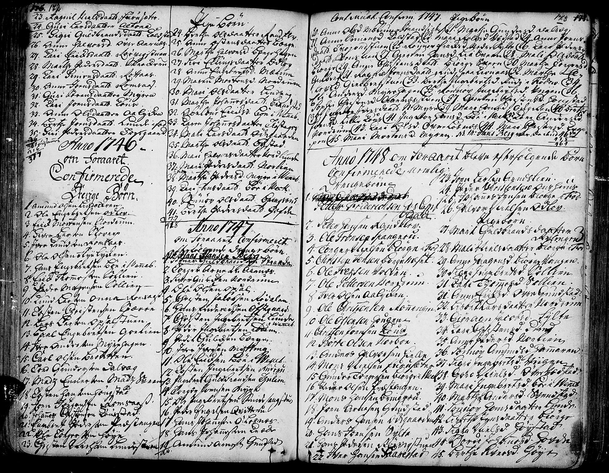 Ringebu prestekontor, SAH/PREST-082/H/Ha/Haa/L0002: Parish register (official) no. 2, 1734-1780, p. 172-173