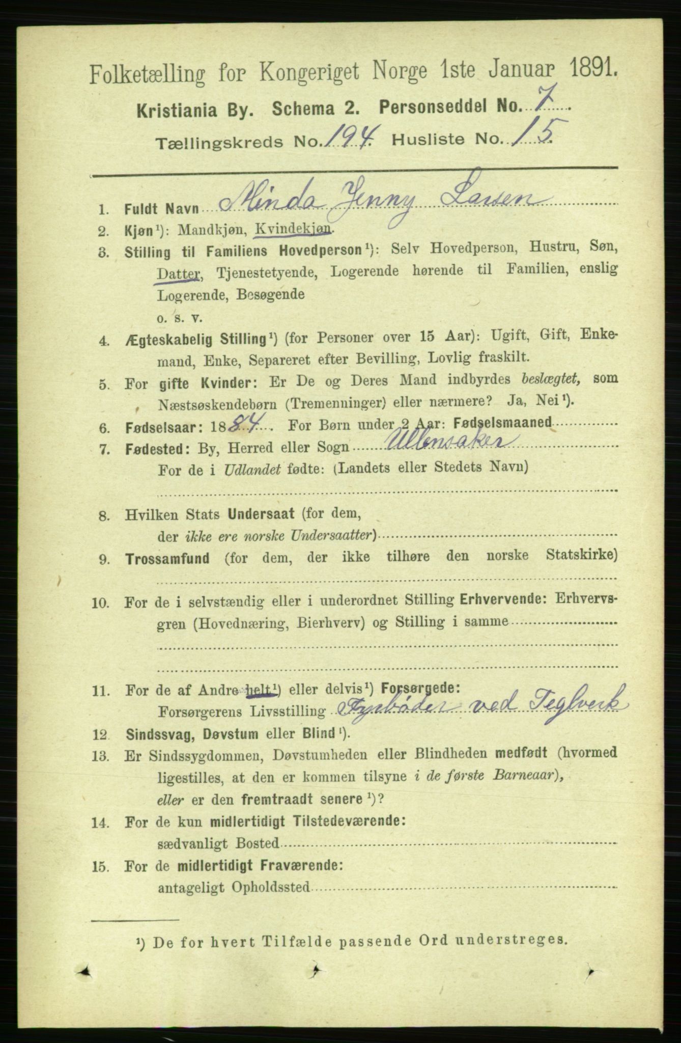 RA, 1891 census for 0301 Kristiania, 1891, p. 117070