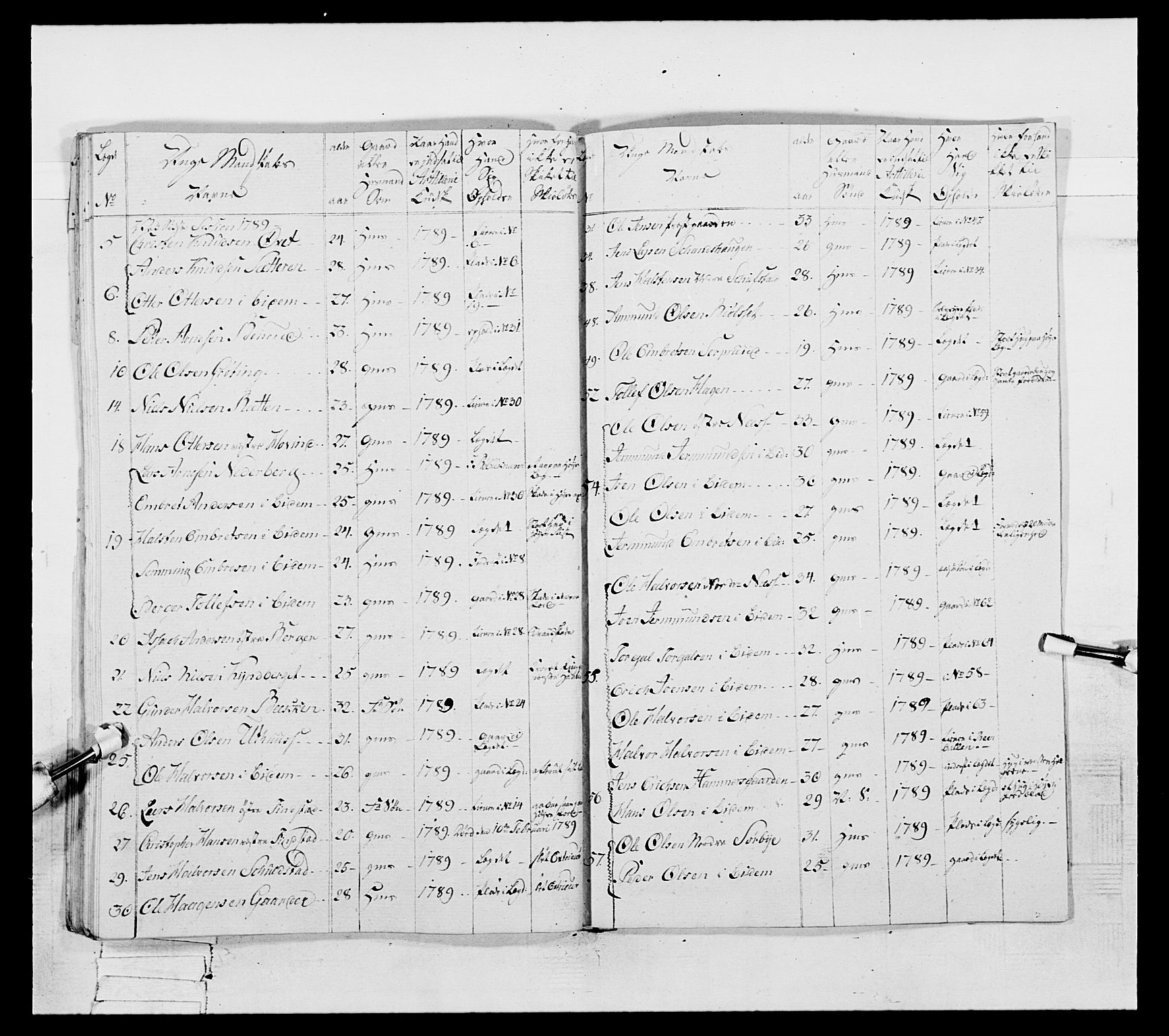 Generalitets- og kommissariatskollegiet, Det kongelige norske kommissariatskollegium, AV/RA-EA-5420/E/Eh/L0061: 1. Opplandske nasjonale infanteriregiment, 1789, p. 703