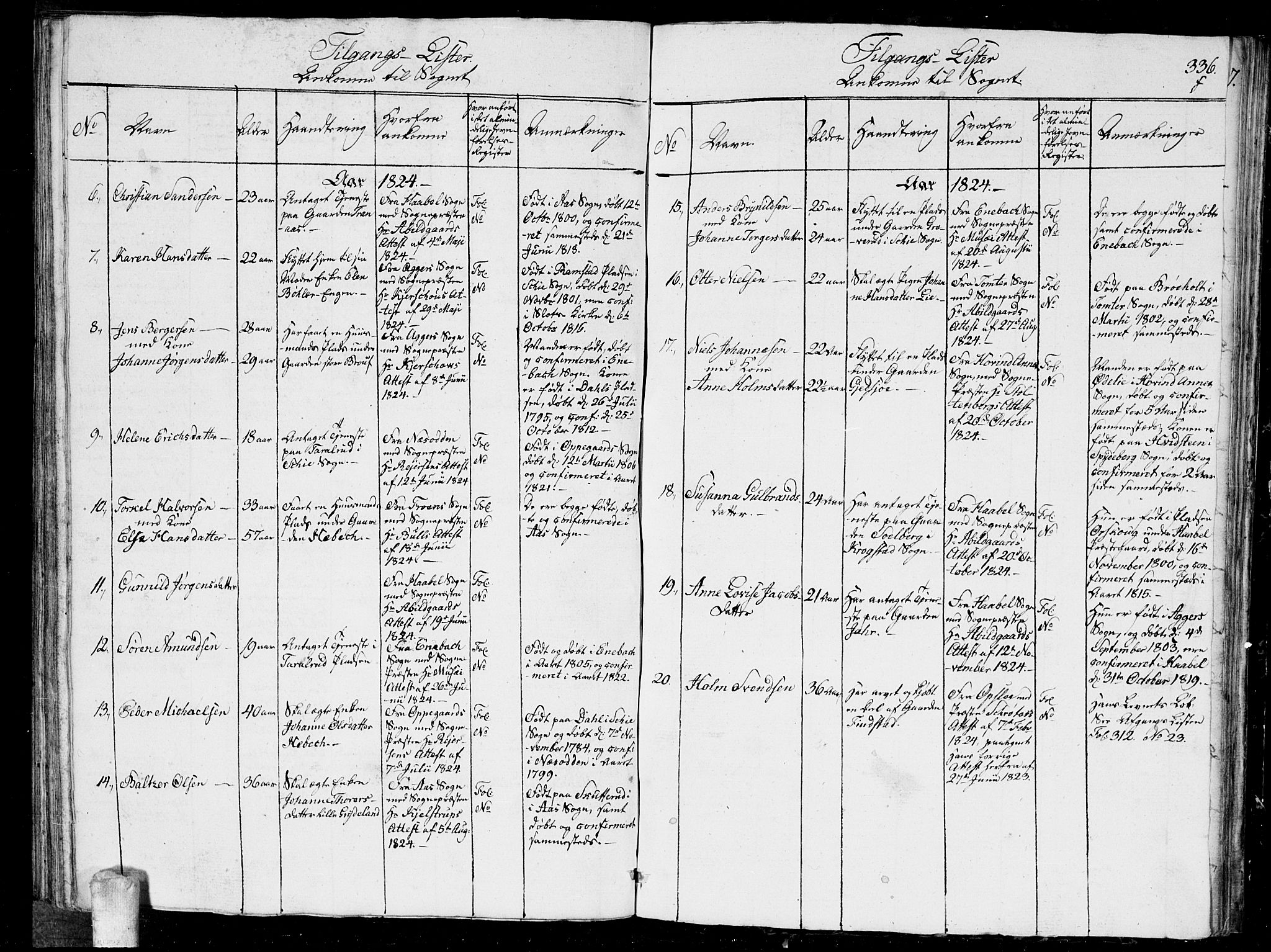 Kråkstad prestekontor Kirkebøker, AV/SAO-A-10125a/G/Ga/L0001: Parish register (copy) no. I 1, 1813-1824, p. 336f