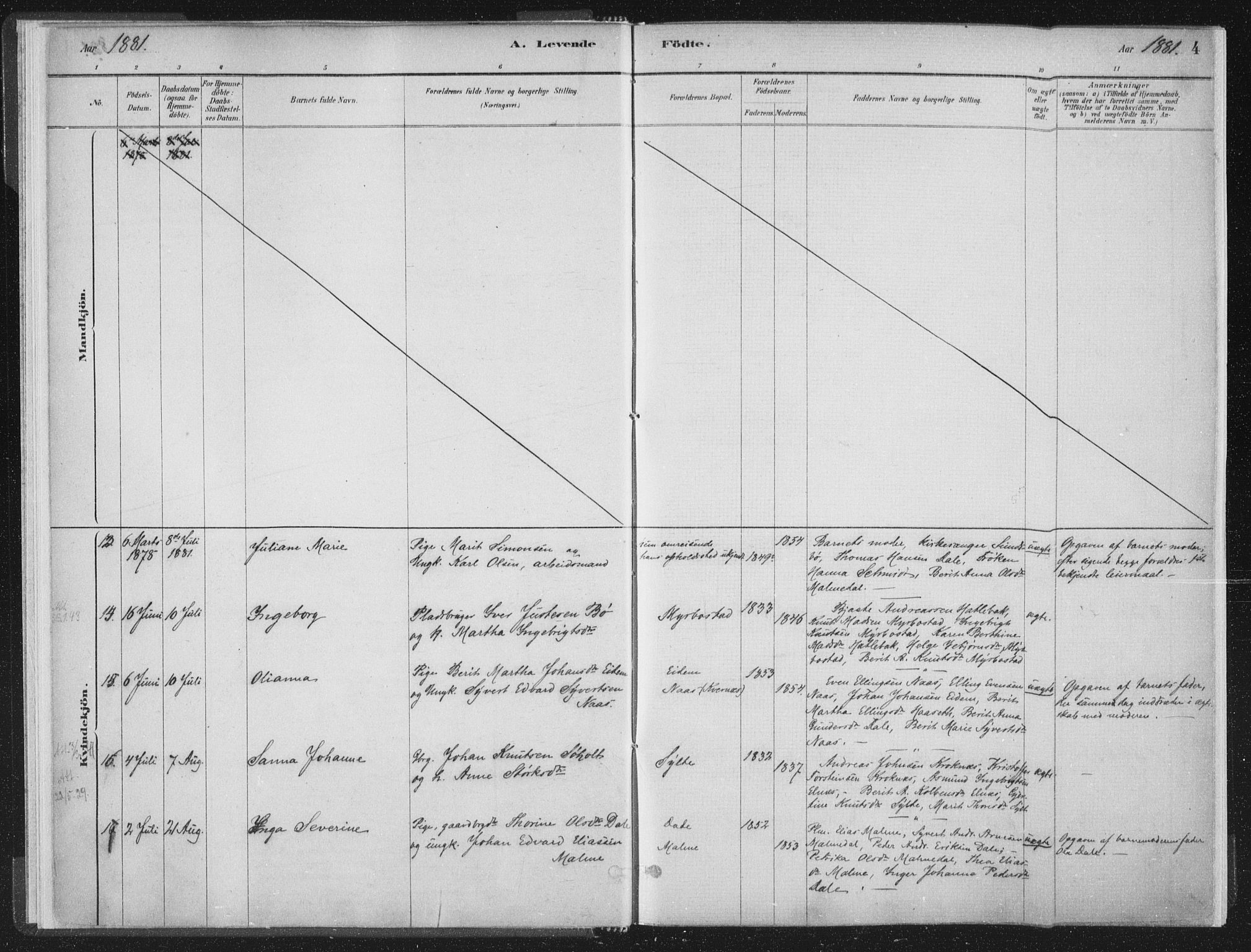 Ministerialprotokoller, klokkerbøker og fødselsregistre - Møre og Romsdal, AV/SAT-A-1454/564/L0740: Parish register (official) no. 564A01, 1880-1899, p. 4