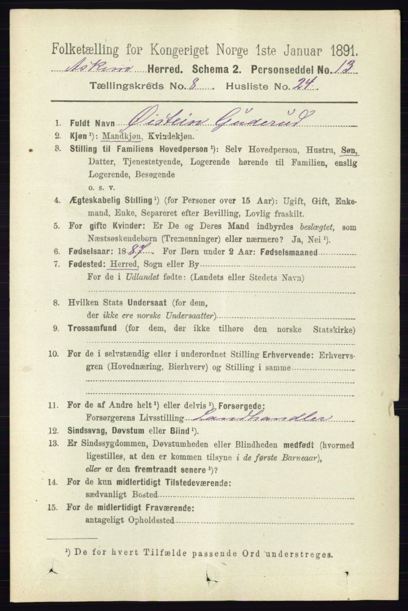 RA, 1891 census for 0124 Askim, 1891, p. 1430