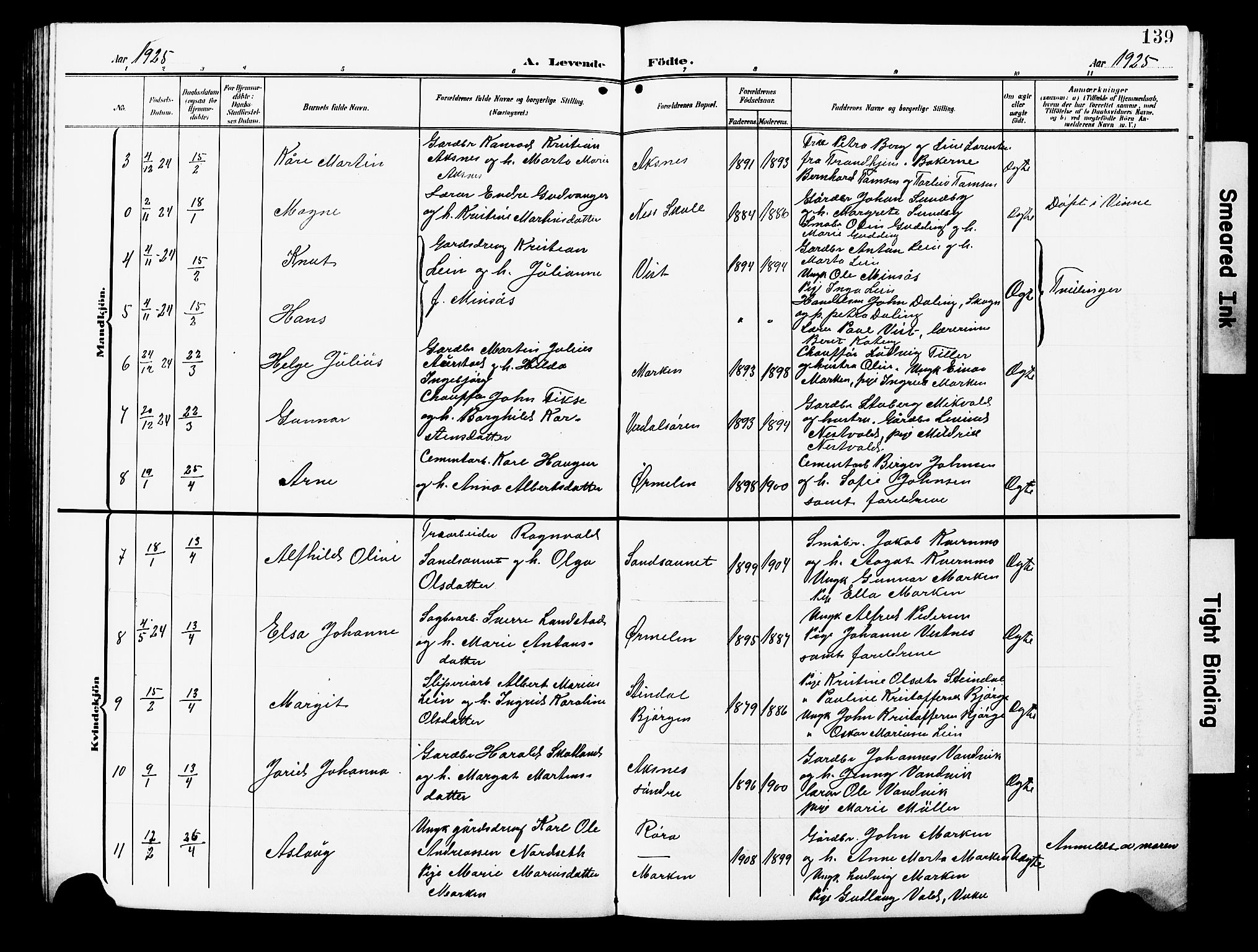 Ministerialprotokoller, klokkerbøker og fødselsregistre - Nord-Trøndelag, SAT/A-1458/723/L0258: Parish register (copy) no. 723C06, 1908-1927, p. 139