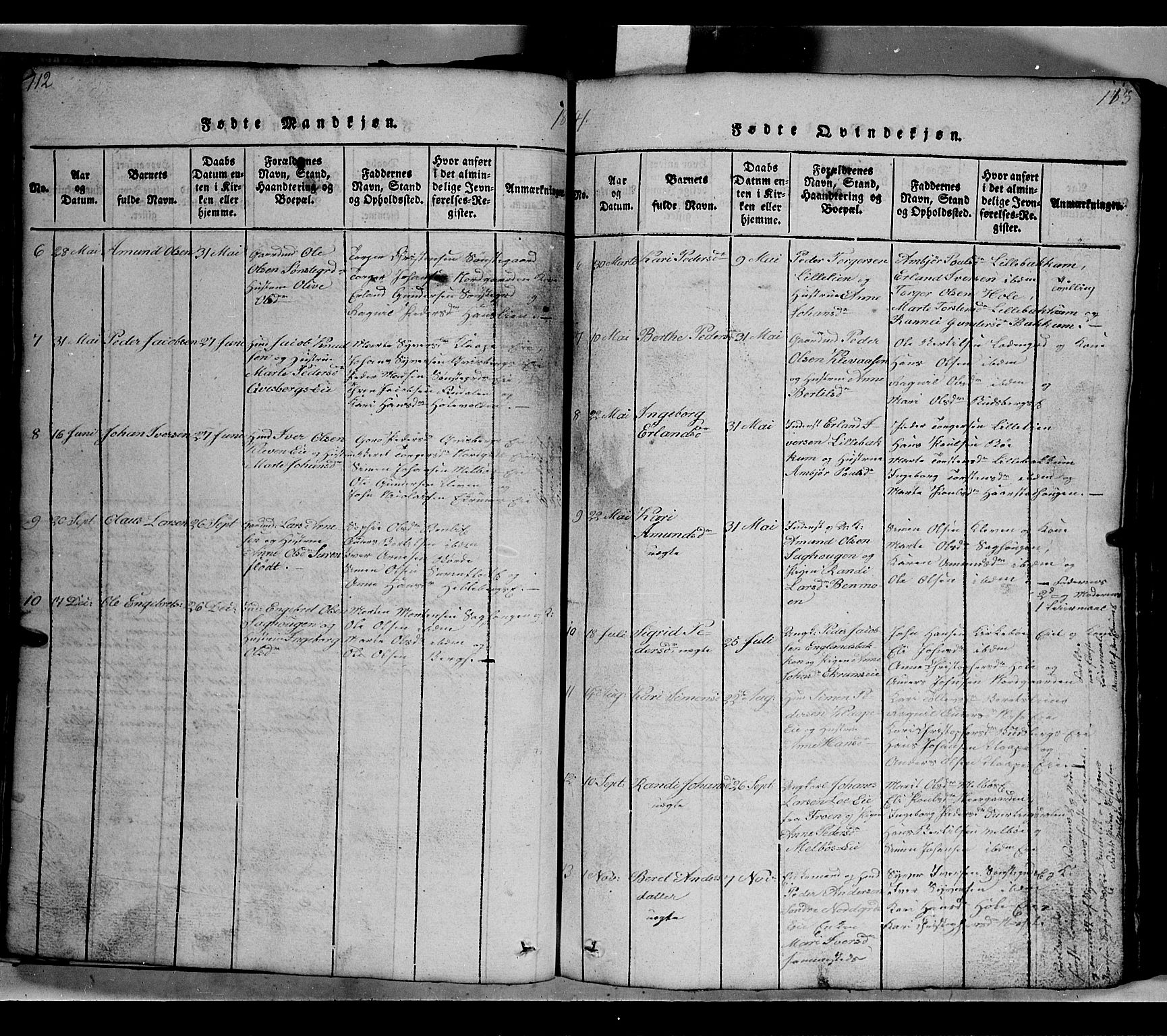Gausdal prestekontor, SAH/PREST-090/H/Ha/Hab/L0002: Parish register (copy) no. 2, 1818-1874, p. 112-113