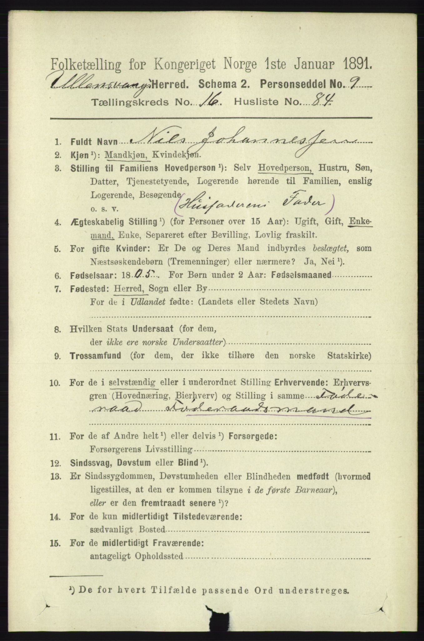 RA, 1891 census for 1230 Ullensvang, 1891, p. 6664
