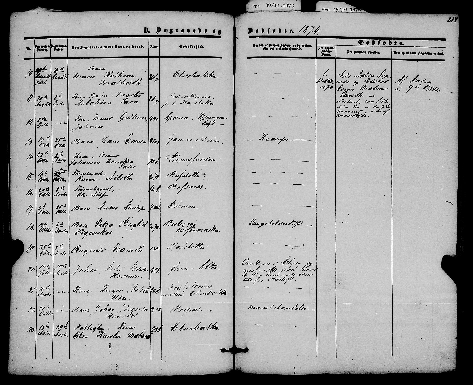 Alta sokneprestkontor, SATØ/S-1338/H/Ha/L0001.kirke: Parish register (official) no. 1, 1858-1878, p. 214