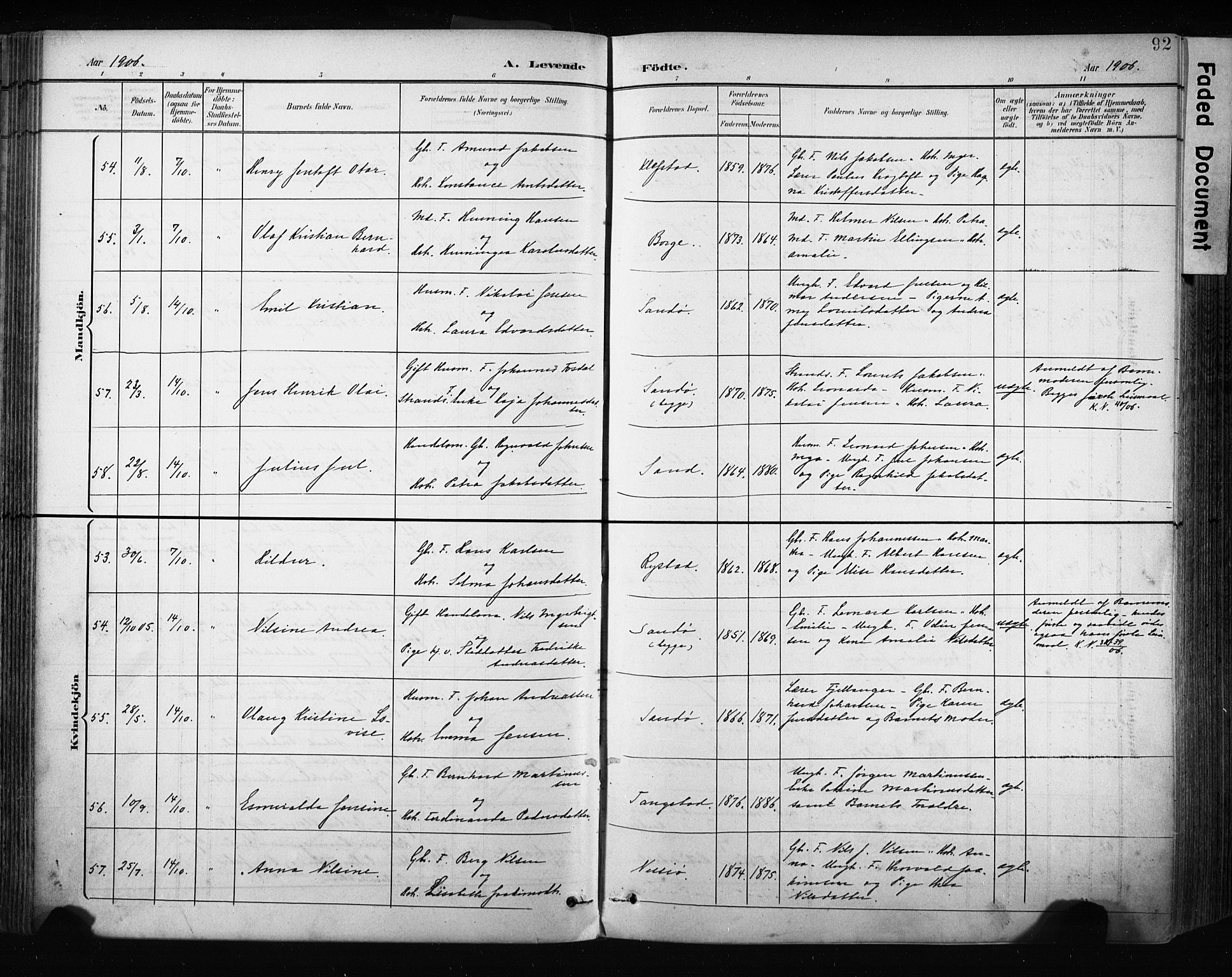 Ministerialprotokoller, klokkerbøker og fødselsregistre - Nordland, AV/SAT-A-1459/880/L1134: Parish register (official) no. 880A08, 1899-1908, p. 92