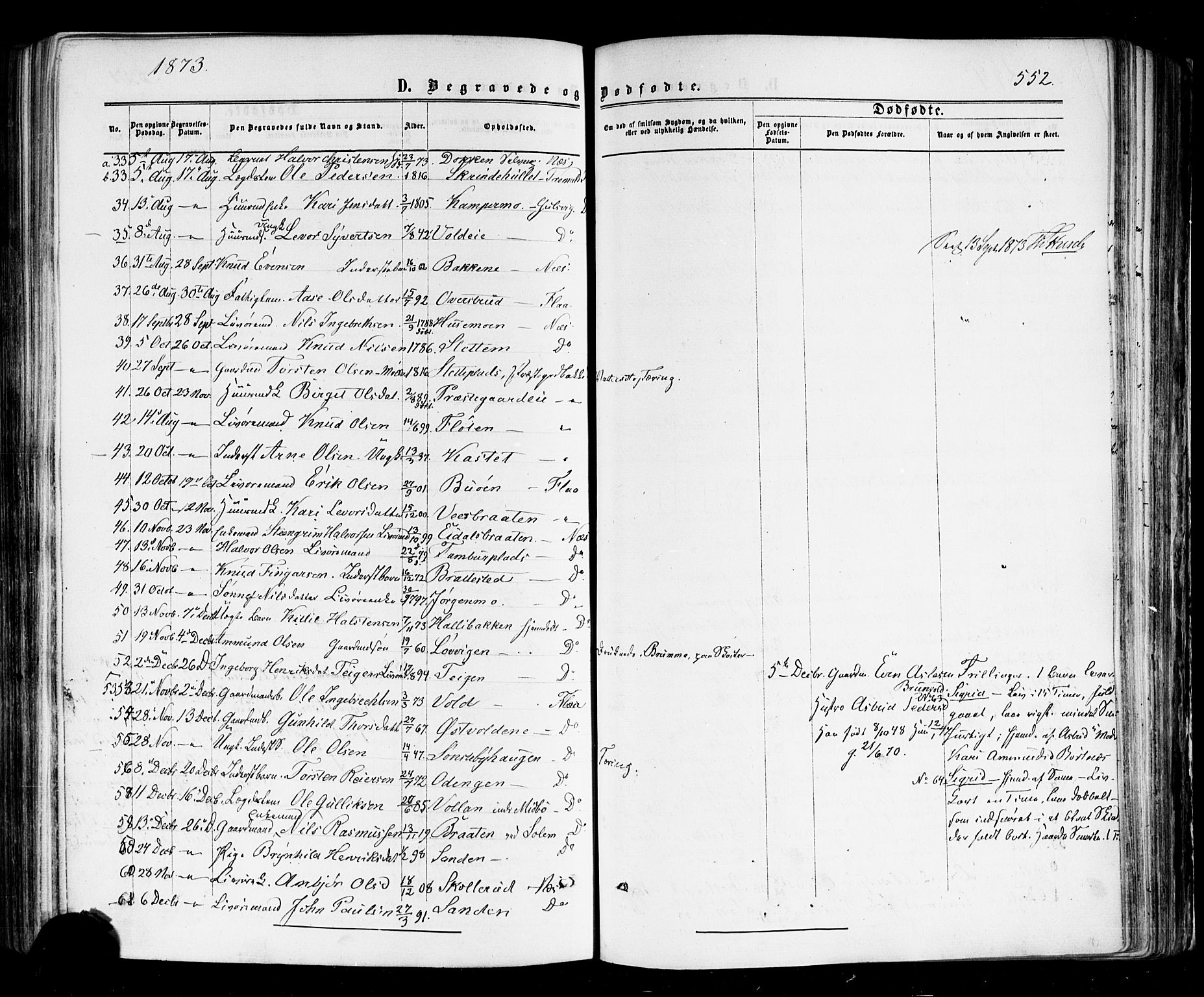 Nes kirkebøker, AV/SAKO-A-236/F/Fa/L0010: Parish register (official) no. 10, 1864-1880, p. 552