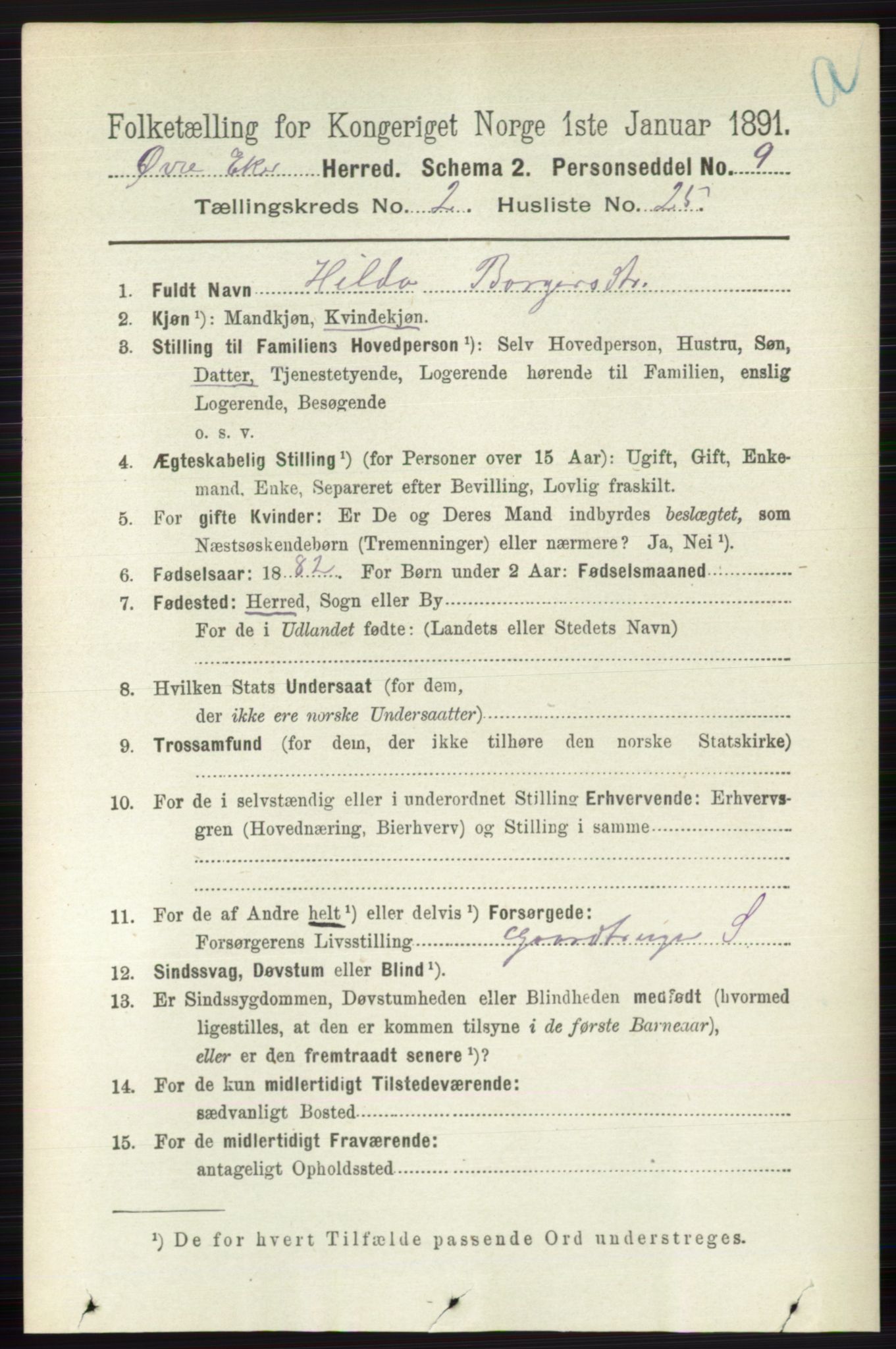 RA, 1891 census for 0624 Øvre Eiker, 1891, p. 679