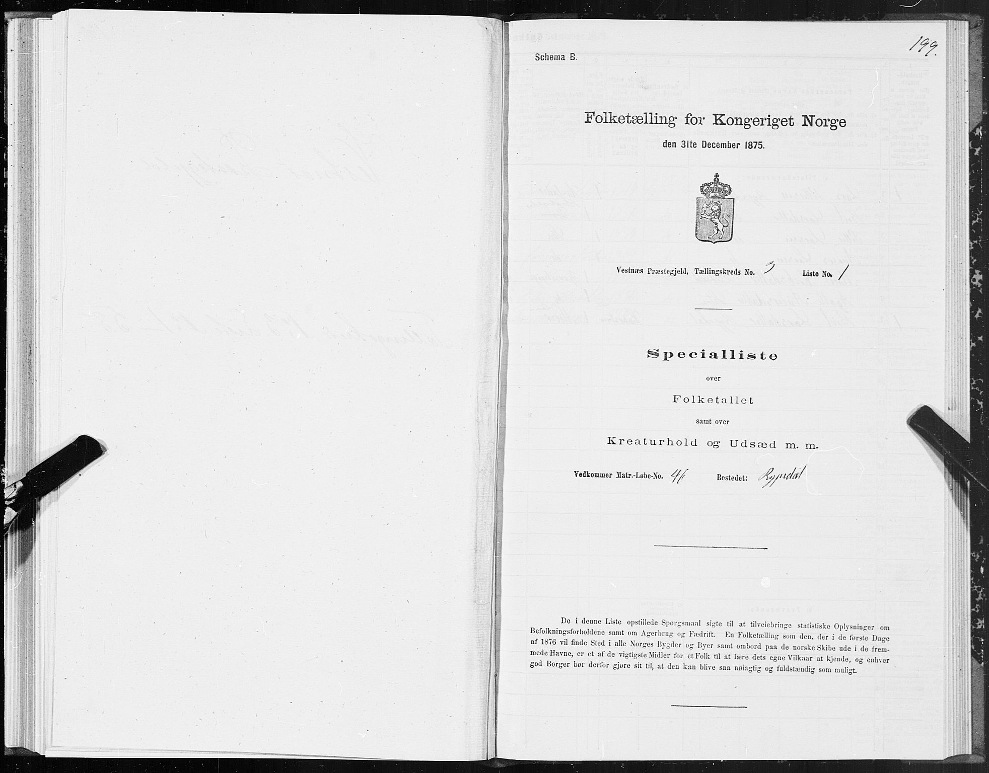 SAT, 1875 census for 1535P Vestnes, 1875, p. 1199