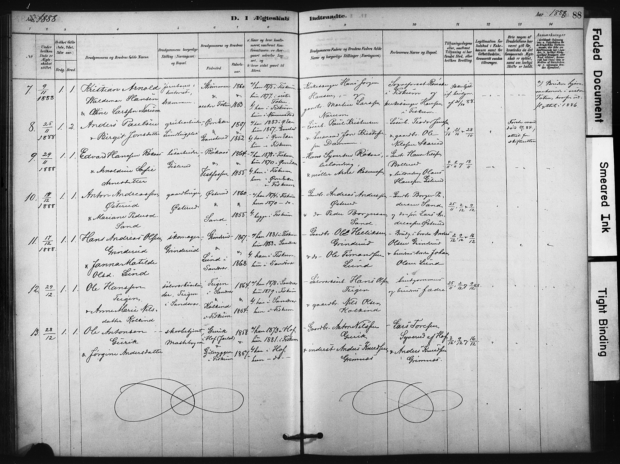 Fiskum kirkebøker, AV/SAKO-A-15/F/Fa/L0002: Parish register (official) no. 2, 1878-1890, p. 88