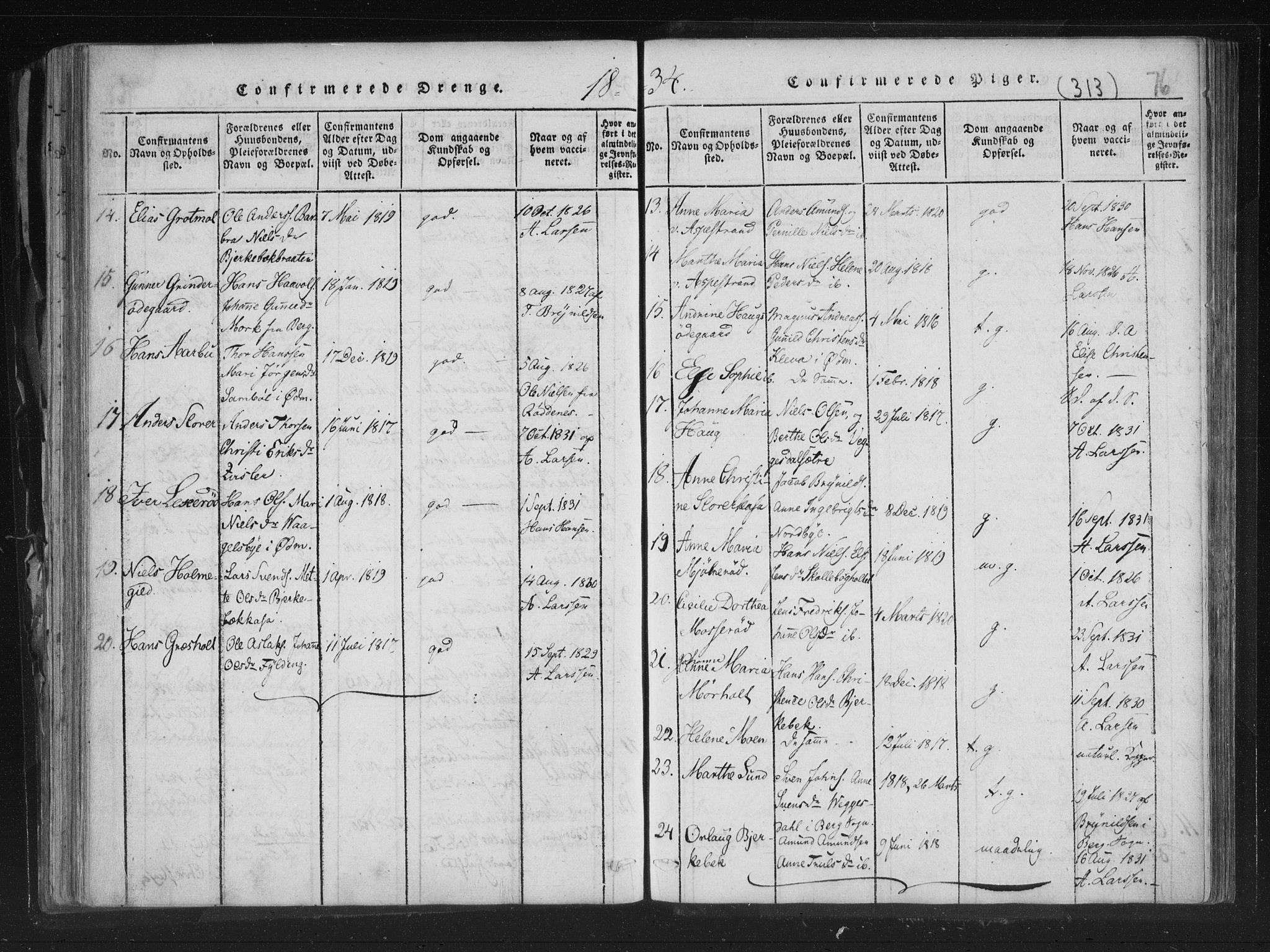 Aremark prestekontor Kirkebøker, AV/SAO-A-10899/F/Fc/L0001: Parish register (official) no. III 1, 1814-1834, p. 75-76