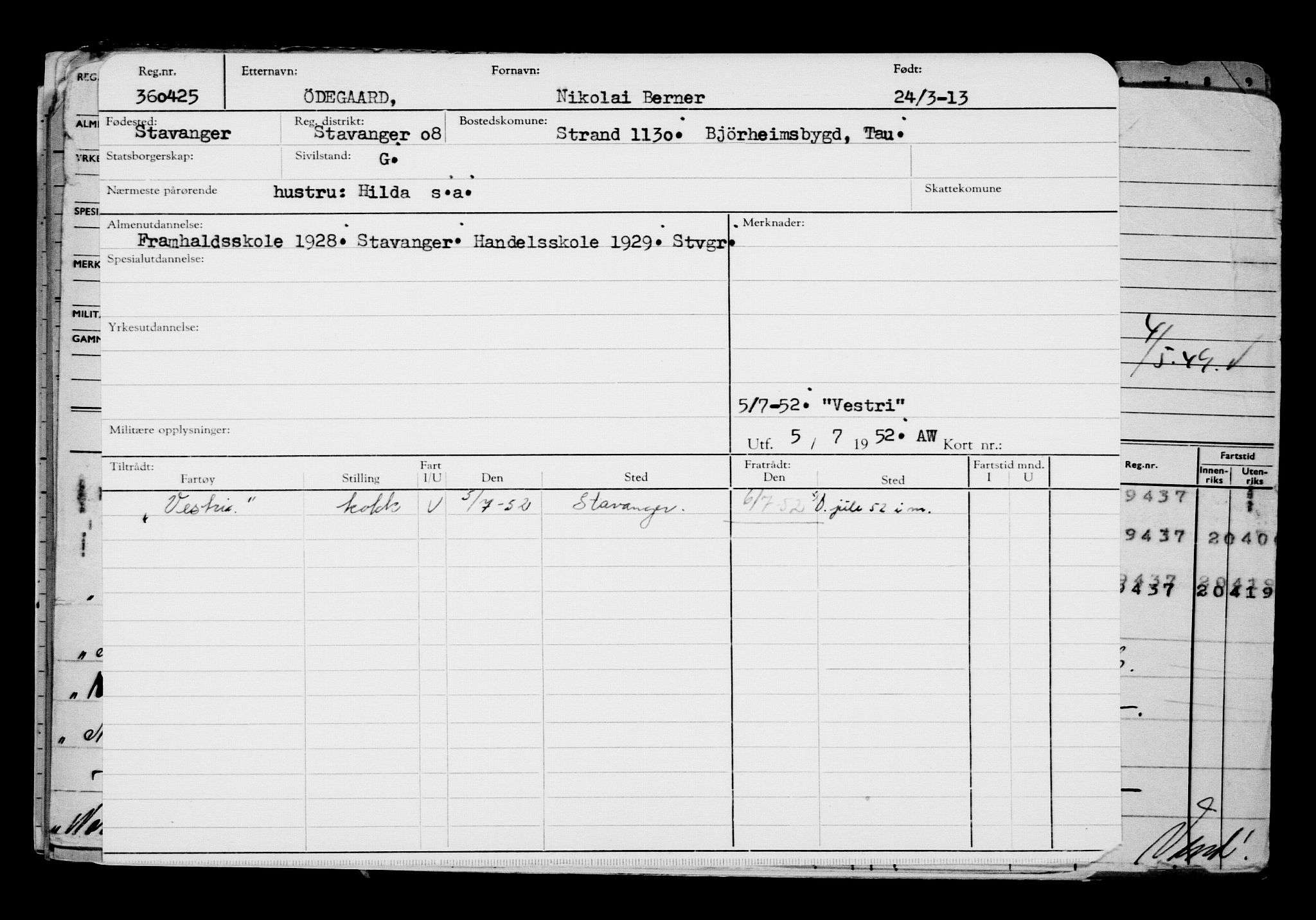 Direktoratet for sjømenn, AV/RA-S-3545/G/Gb/L0111: Hovedkort, 1913, p. 441