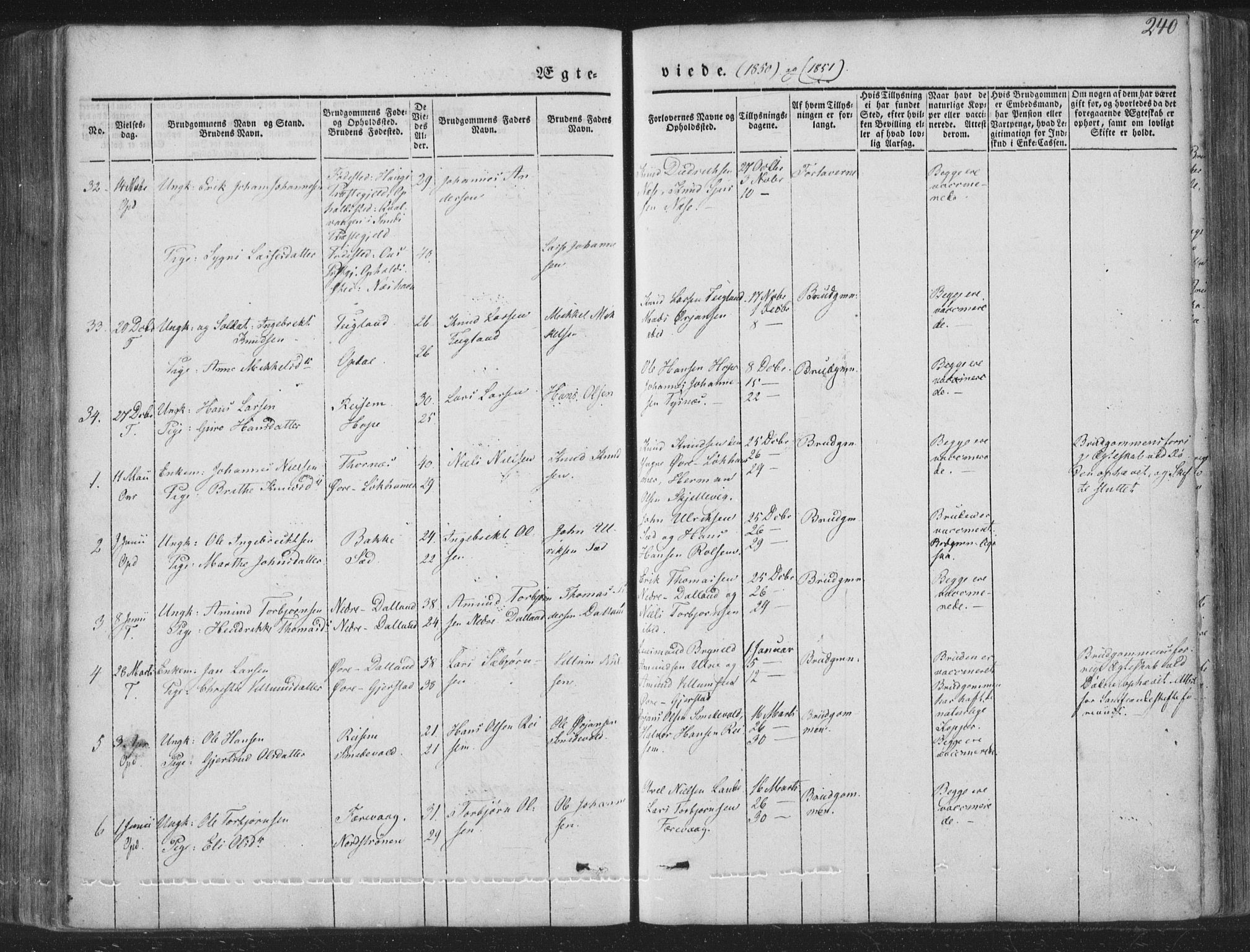 Tysnes sokneprestembete, AV/SAB-A-78601/H/Haa: Parish register (official) no. A 10, 1848-1859, p. 240