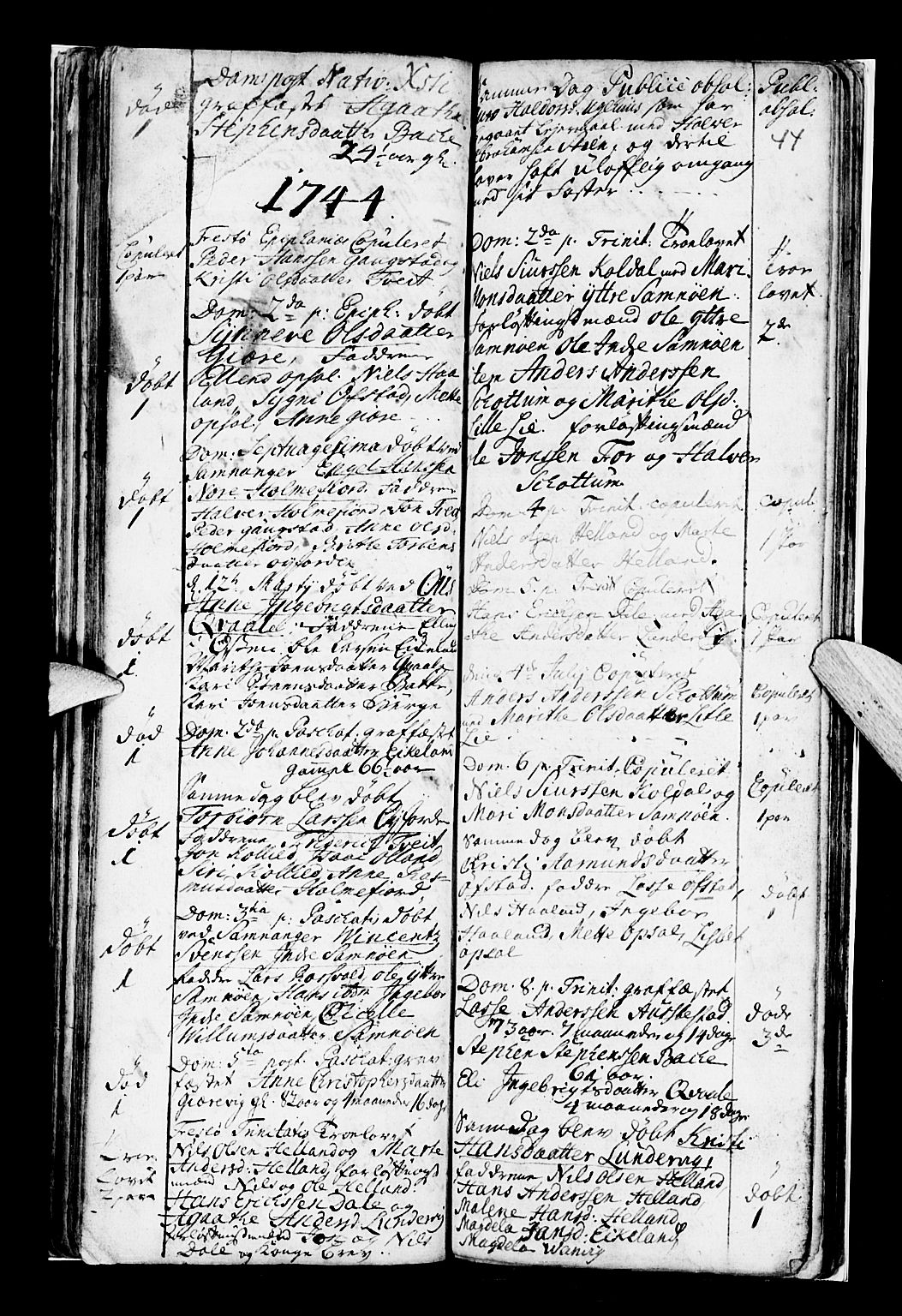 Os sokneprestembete, SAB/A-99929: Parish register (official) no. A 7, 1723-1760, p. 44