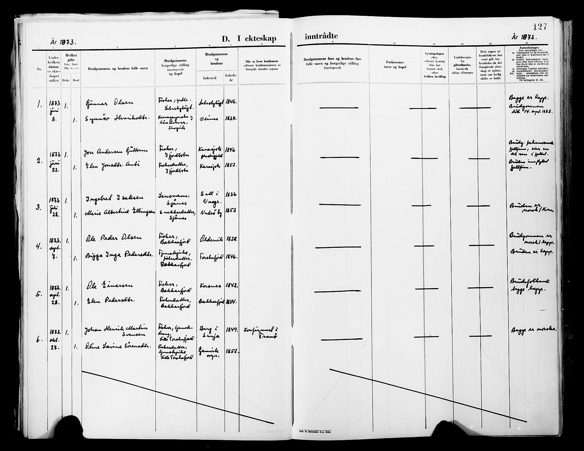 Lebesby sokneprestkontor, AV/SATØ-S-1353/H/Ha/L0004kirke: Parish register (official) no. 4, 1870-1902, p. 127