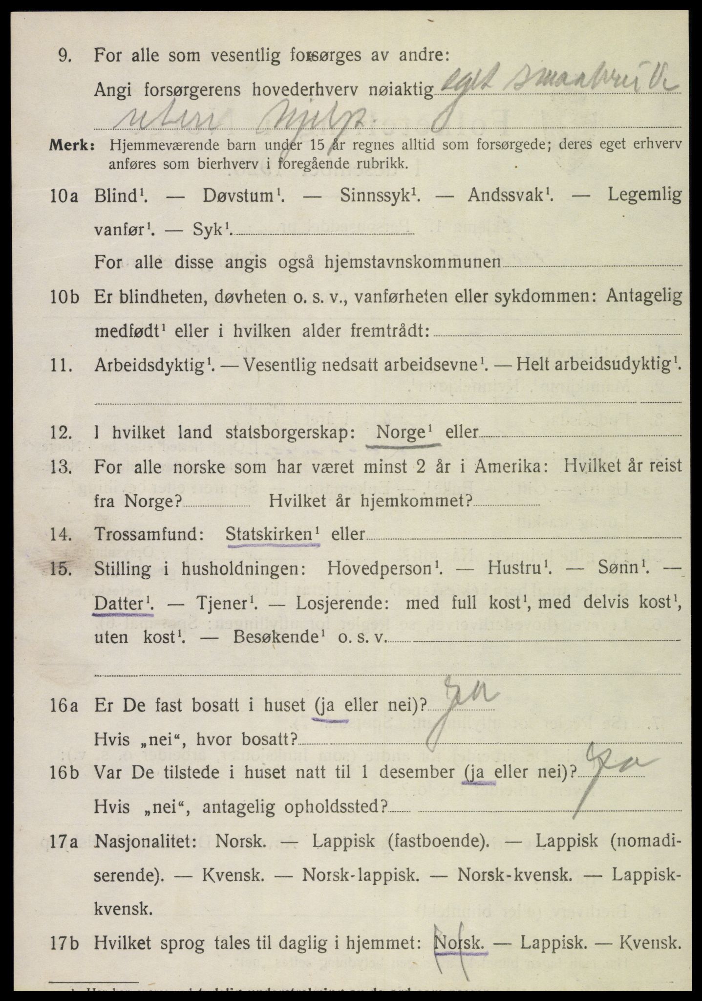 SAT, 1920 census for Verdal, 1920, p. 3738