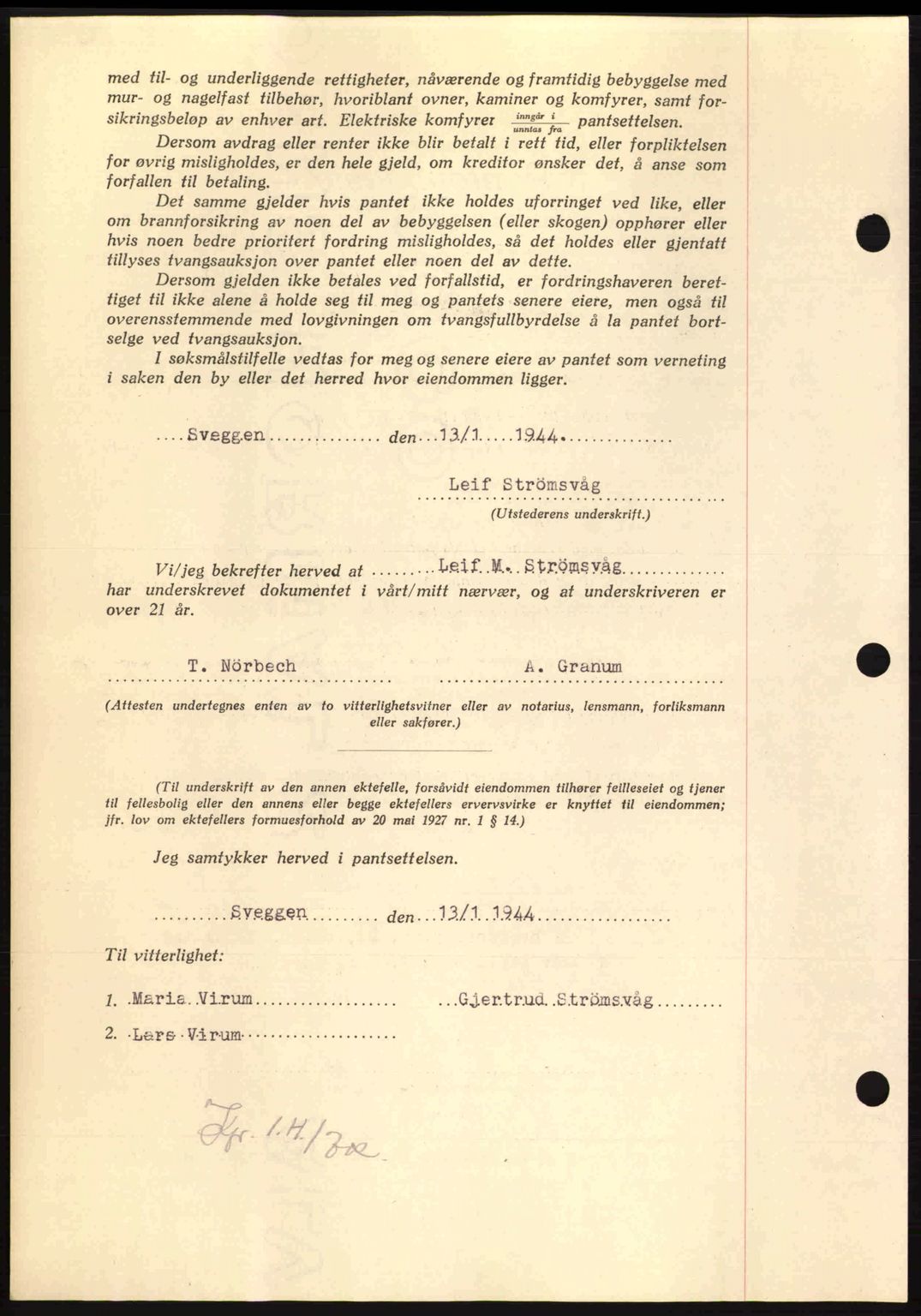 Nordmøre sorenskriveri, AV/SAT-A-4132/1/2/2Ca: Mortgage book no. B91, 1943-1944, Diary no: : 136/1944