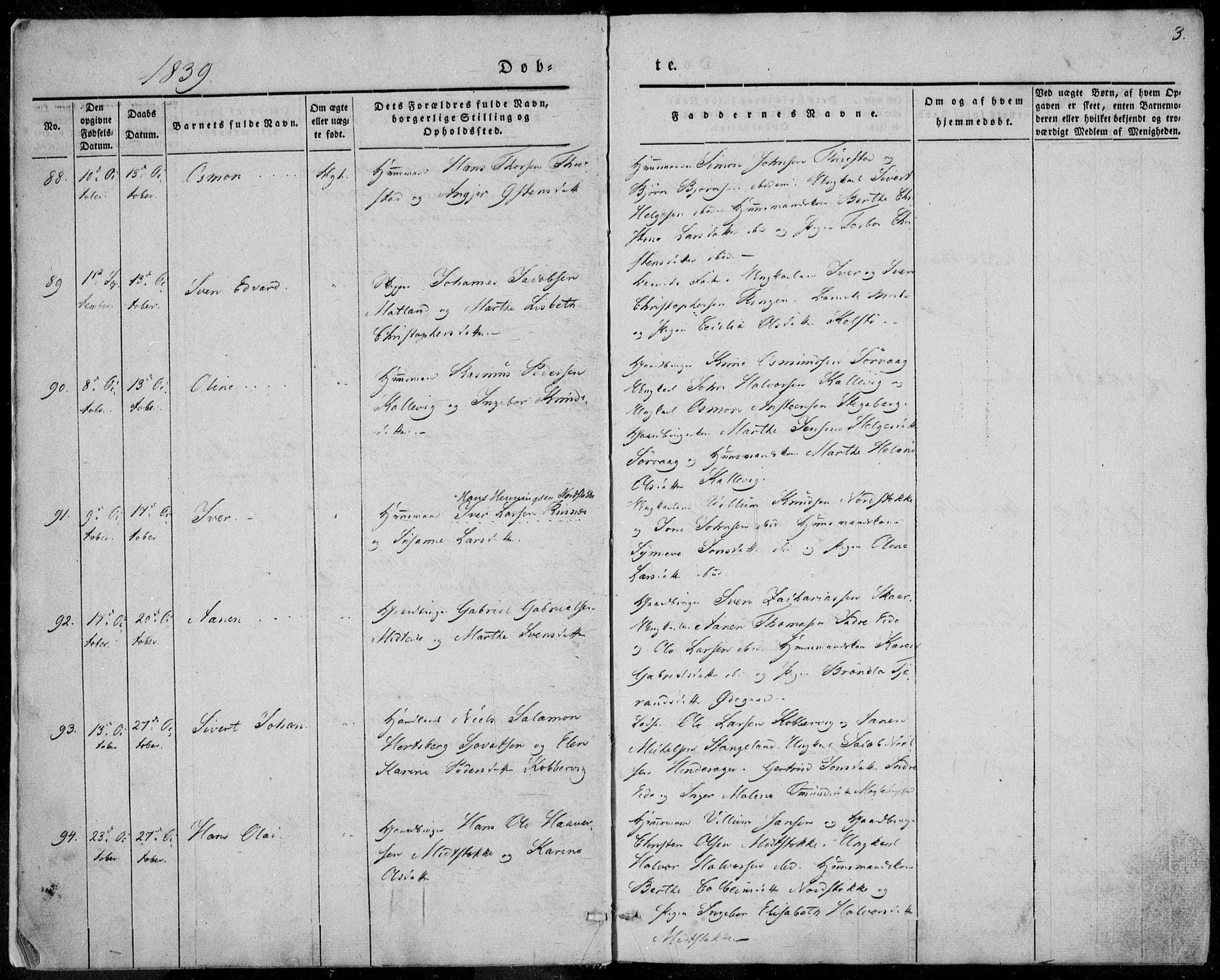 Avaldsnes sokneprestkontor, AV/SAST-A -101851/H/Ha/Haa/L0006: Parish register (official) no. A 6, 1839-1847, p. 3