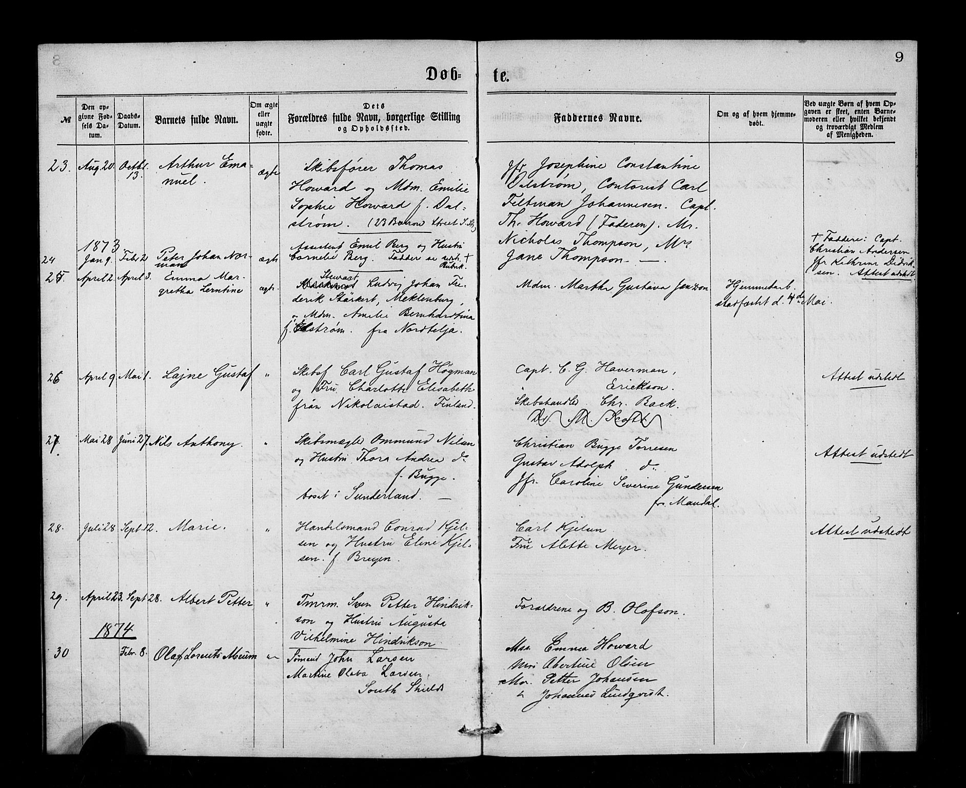 Den norske sjømannsmisjon i utlandet/Tyne-havnene (North Shields og New Castle), SAB/SAB/PA-0101/H/Ha/L0001: Parish register (official) no. A 1, 1865-1883, p. 9