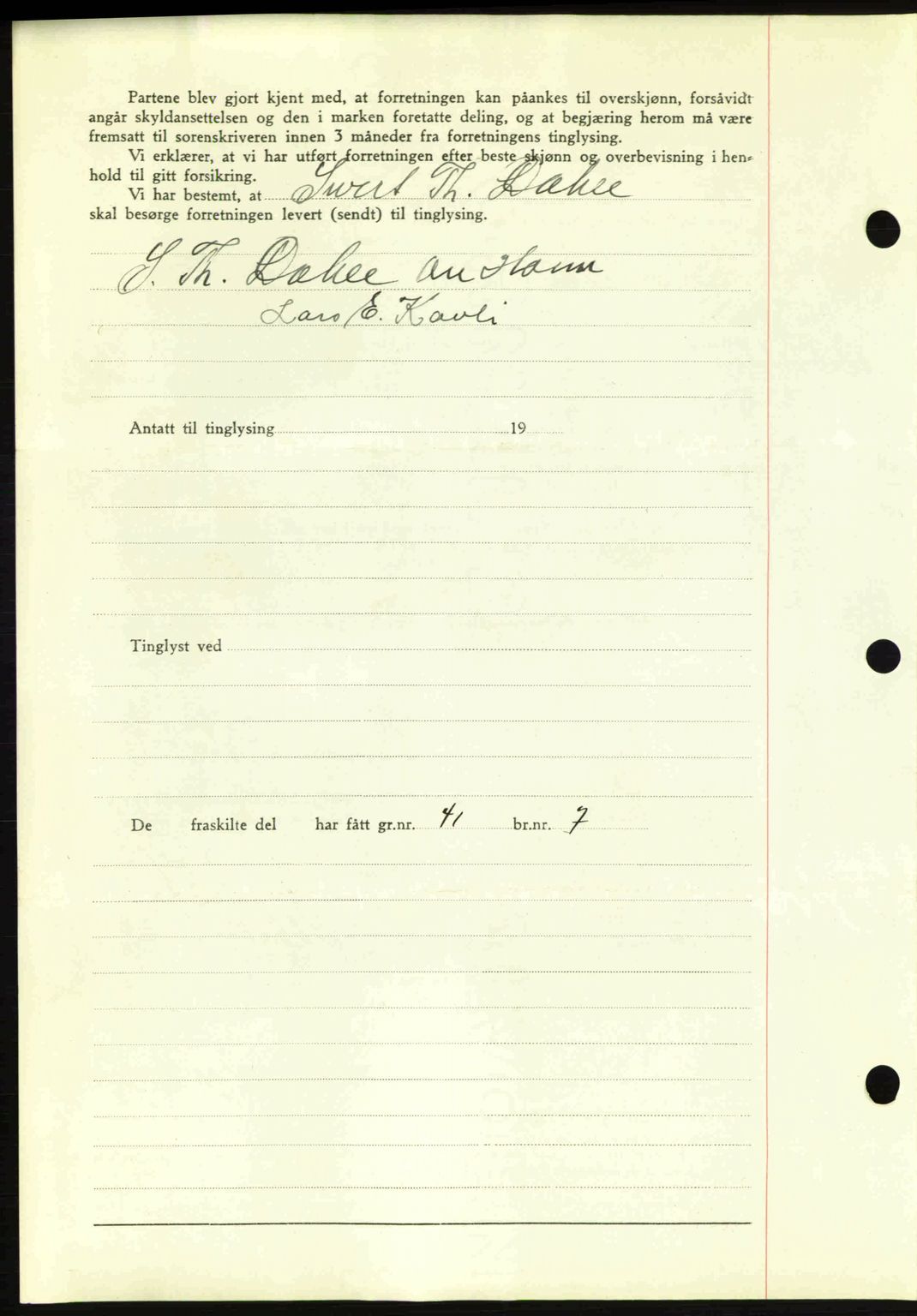 Romsdal sorenskriveri, AV/SAT-A-4149/1/2/2C: Mortgage book no. A10, 1941-1941, Diary no: : 1184/1941