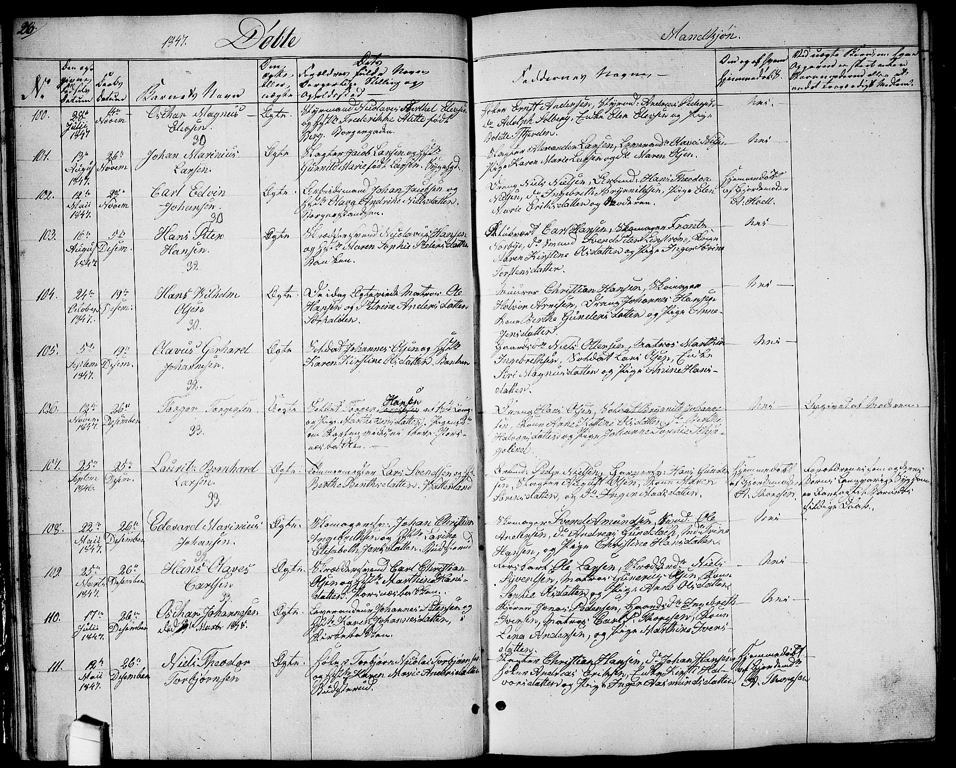 Halden prestekontor Kirkebøker, SAO/A-10909/G/Ga/L0004: Parish register (copy) no. 4, 1845-1854, p. 26