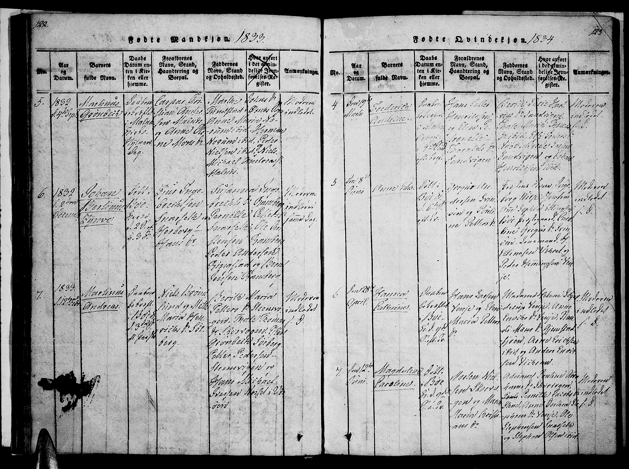 Ministerialprotokoller, klokkerbøker og fødselsregistre - Nordland, AV/SAT-A-1459/891/L1298: Parish register (official) no. 891A03, 1820-1840, p. 122-123