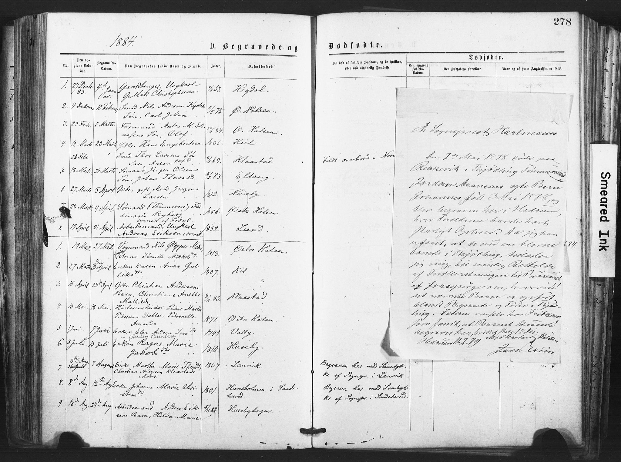 Tjølling kirkebøker, SAKO/A-60/F/Fa/L0008: Parish register (official) no. 8, 1877-1886, p. 278
