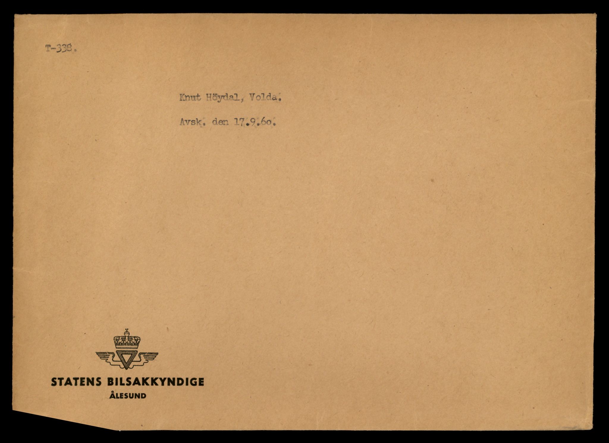 Møre og Romsdal vegkontor - Ålesund trafikkstasjon, AV/SAT-A-4099/F/Fe/L0003: Registreringskort for kjøretøy T 232 - T 340, 1927-1998, p. 2364