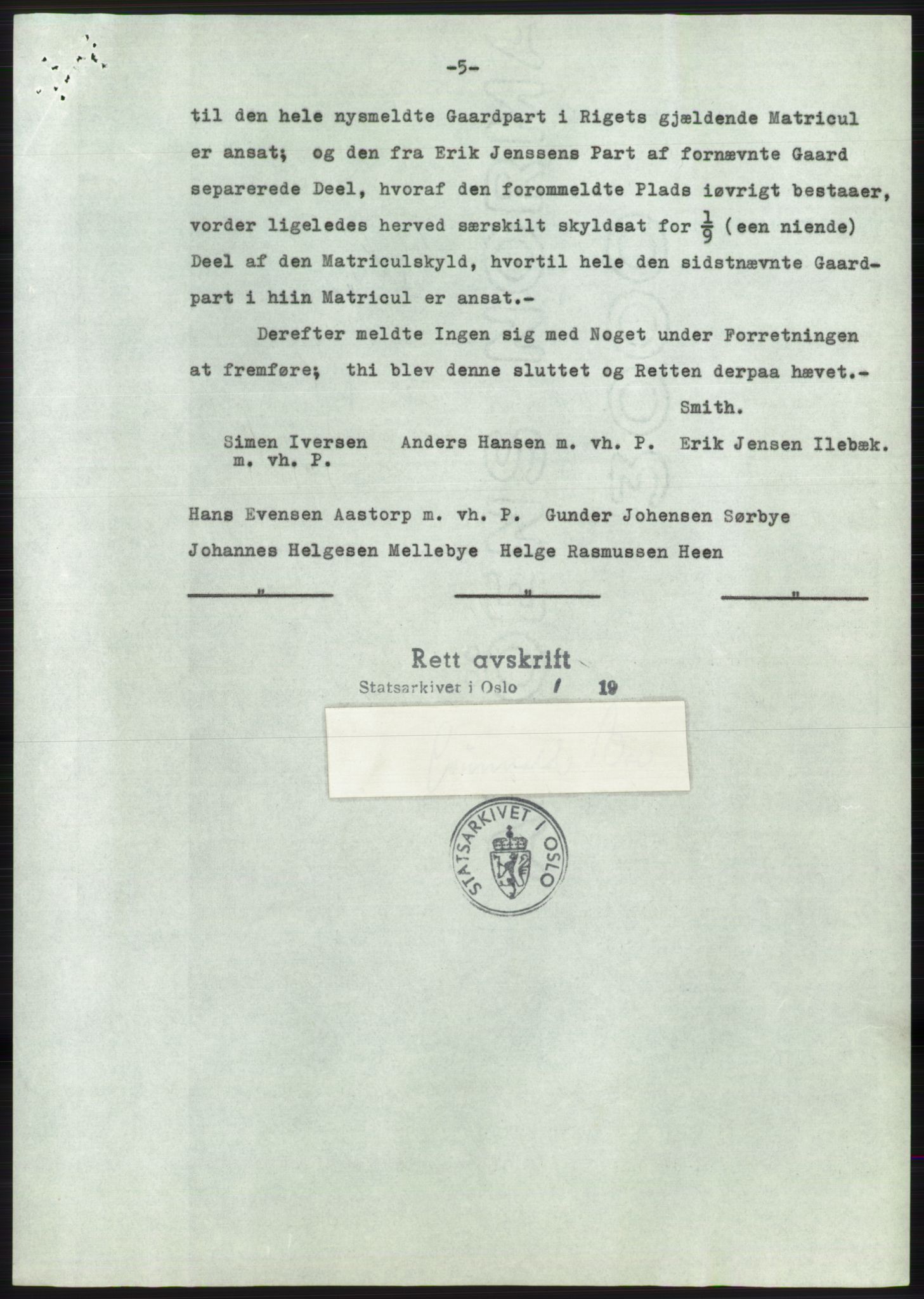 Statsarkivet i Oslo, AV/SAO-A-10621/Z/Zd/L0015: Avskrifter, j.nr 2-699/1962, 1962, p. 5