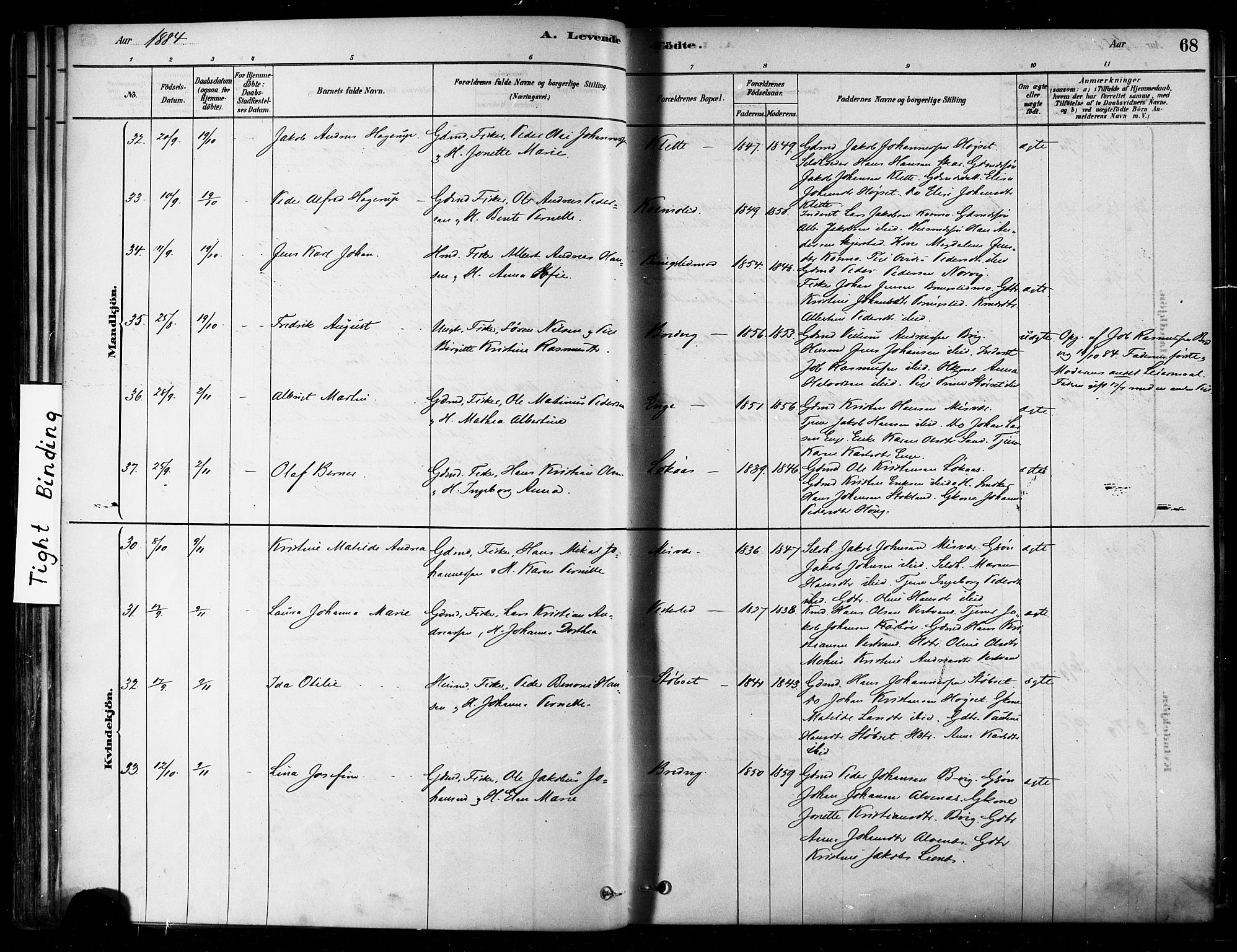 Ministerialprotokoller, klokkerbøker og fødselsregistre - Nordland, SAT/A-1459/852/L0740: Parish register (official) no. 852A10, 1878-1894, p. 68