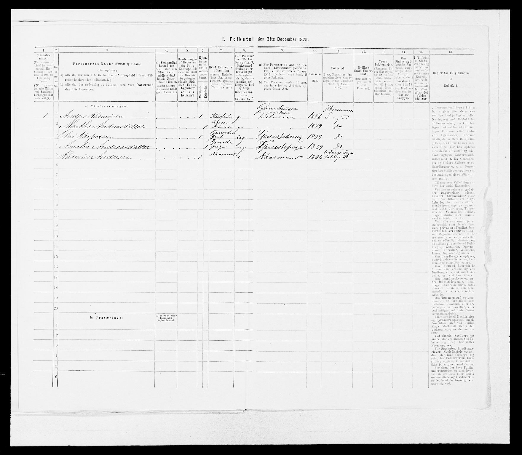 SAB, 1875 Census for 1438P Bremanger, 1875, p. 372