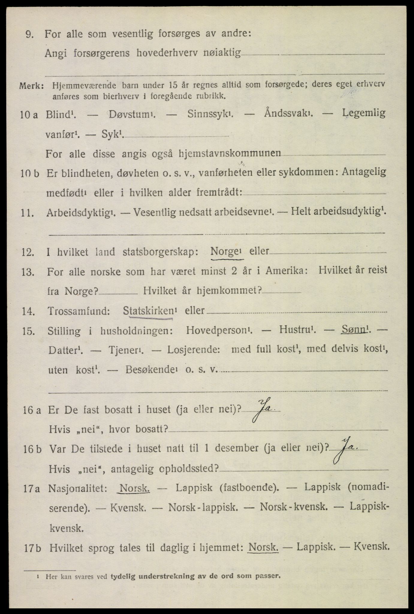 SAT, 1920 census for Bø, 1920, p. 9559