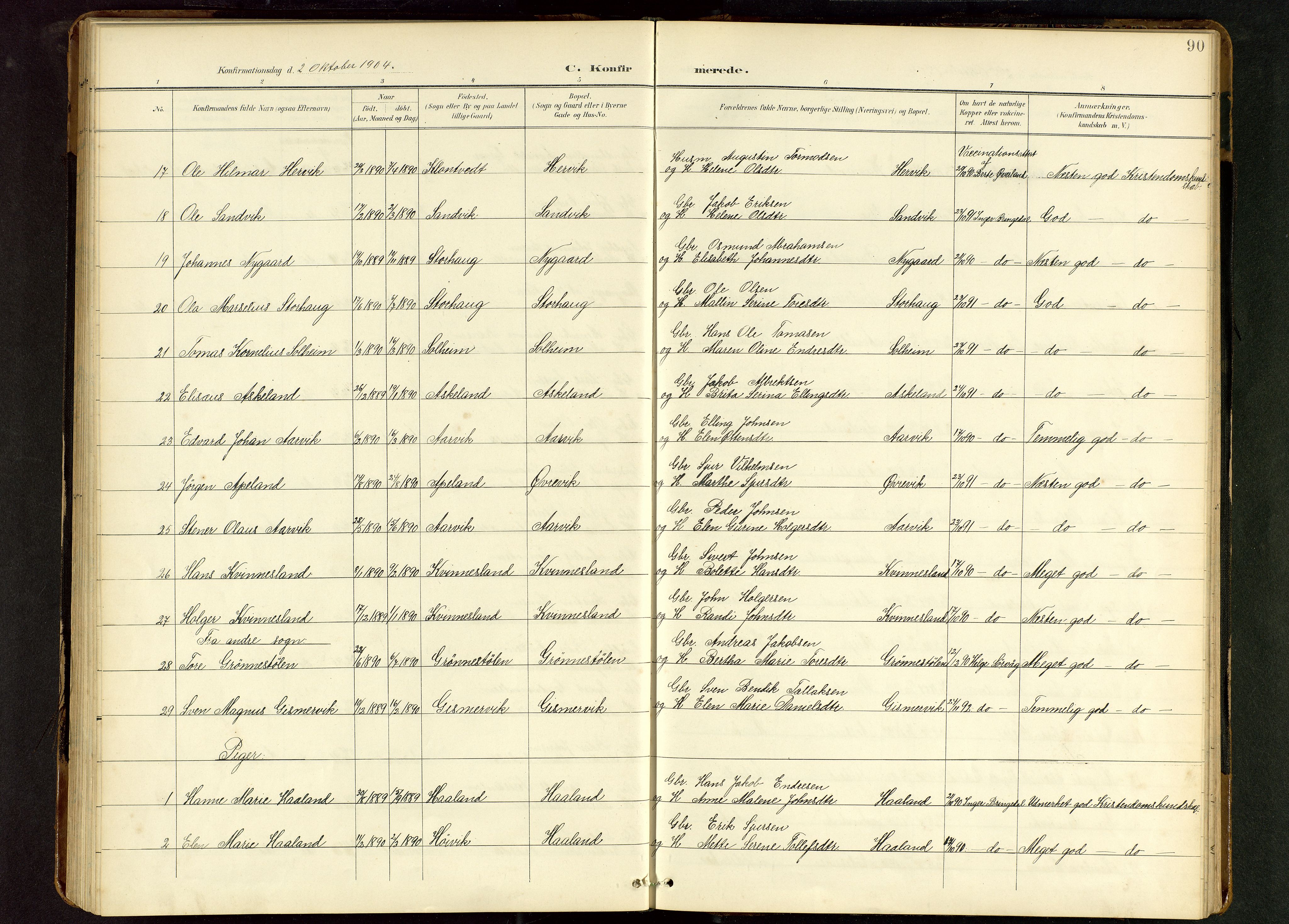 Tysvær sokneprestkontor, SAST/A -101864/H/Ha/Hab/L0010: Parish register (copy) no. B 10, 1897-1912, p. 90