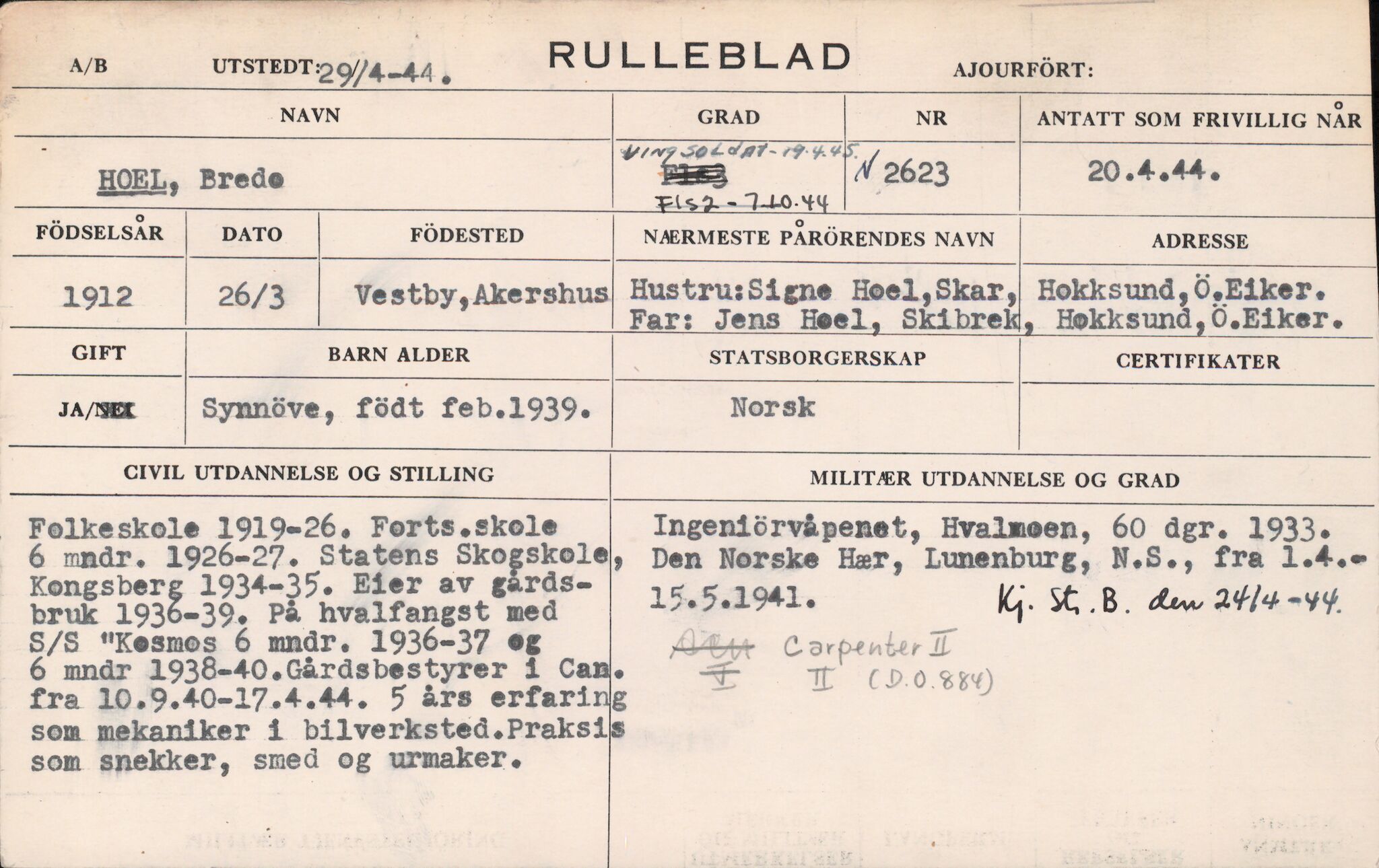 Forsvaret, Forsvarets overkommando/Luftforsvarsstaben, RA/RAFA-4079/P/Pa/L0029: Personellpapirer, 1912, p. 542