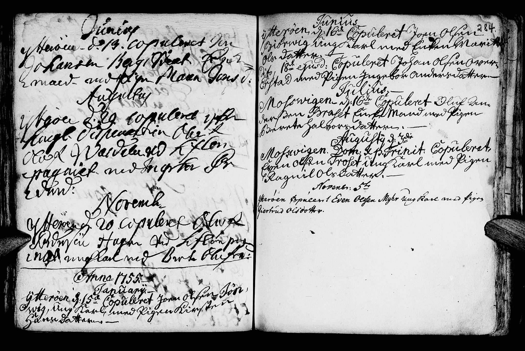 Ministerialprotokoller, klokkerbøker og fødselsregistre - Nord-Trøndelag, SAT/A-1458/722/L0215: Parish register (official) no. 722A02, 1718-1755, p. 284