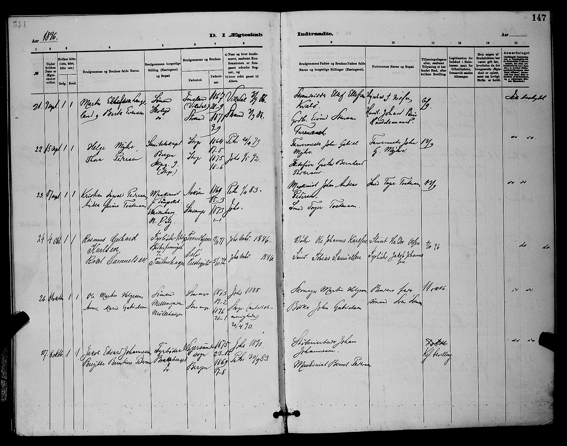 St. Johannes sokneprestkontor, AV/SAST-A-101814/001/30/30BB/L0001: Parish register (copy) no. B 1, 1885-1897, p. 147