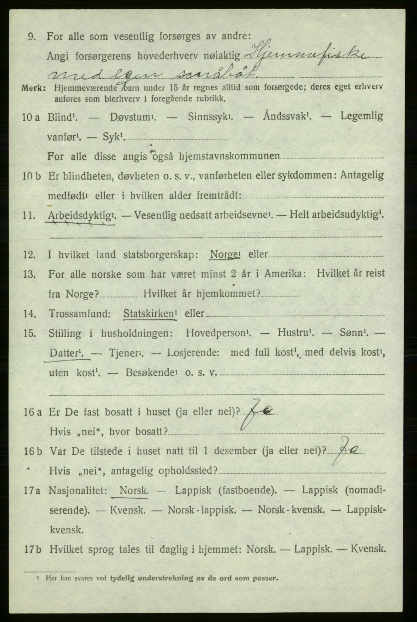 SATØ, 1920 census for Loppa, 1920, p. 823