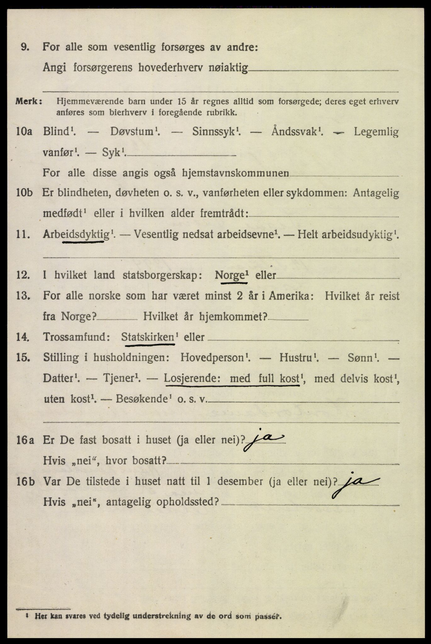 SAH, 1920 census for Tynset, 1920, p. 5499